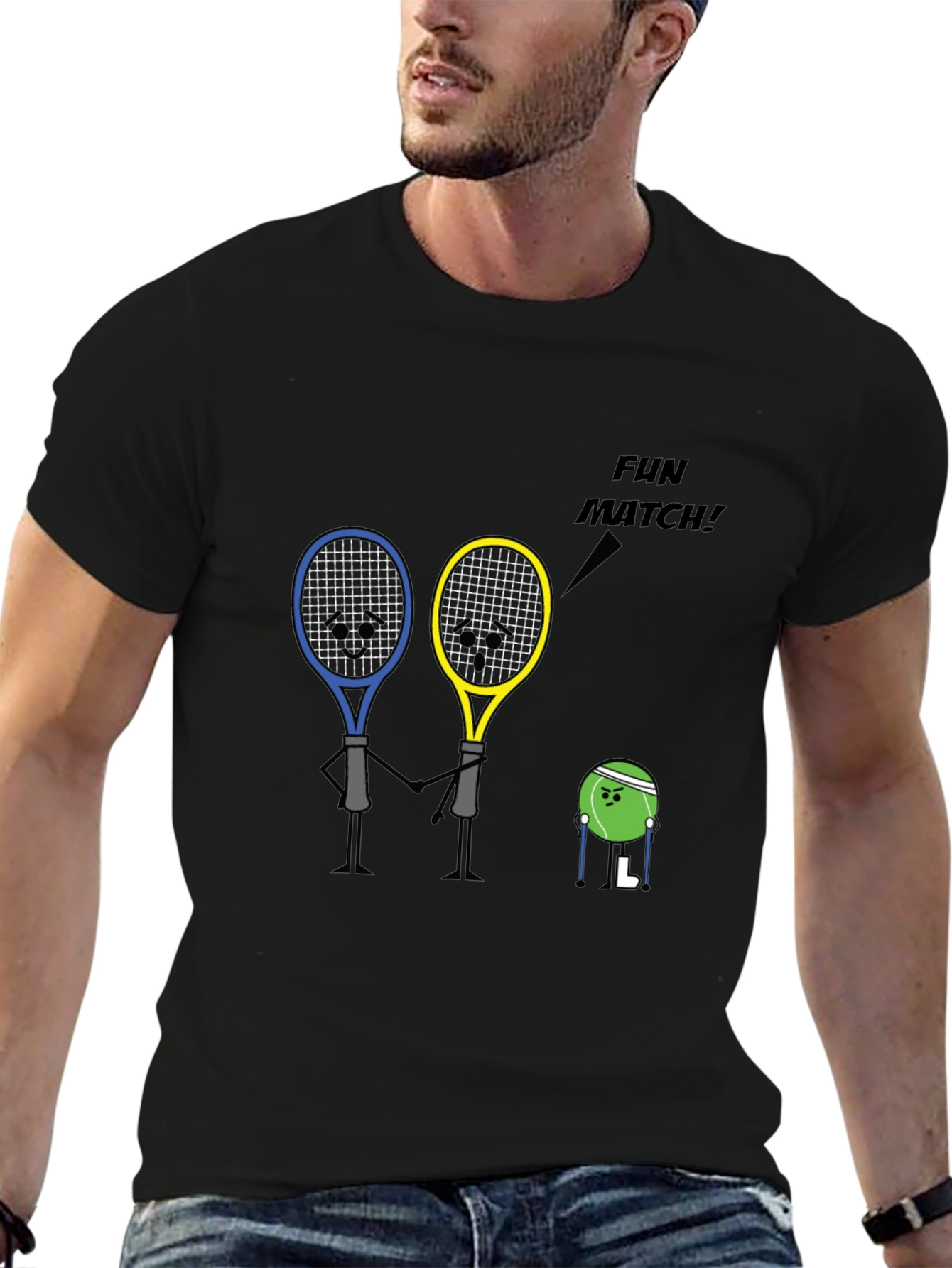 Tennis Racket Fun Match Graphic T-Shirt
