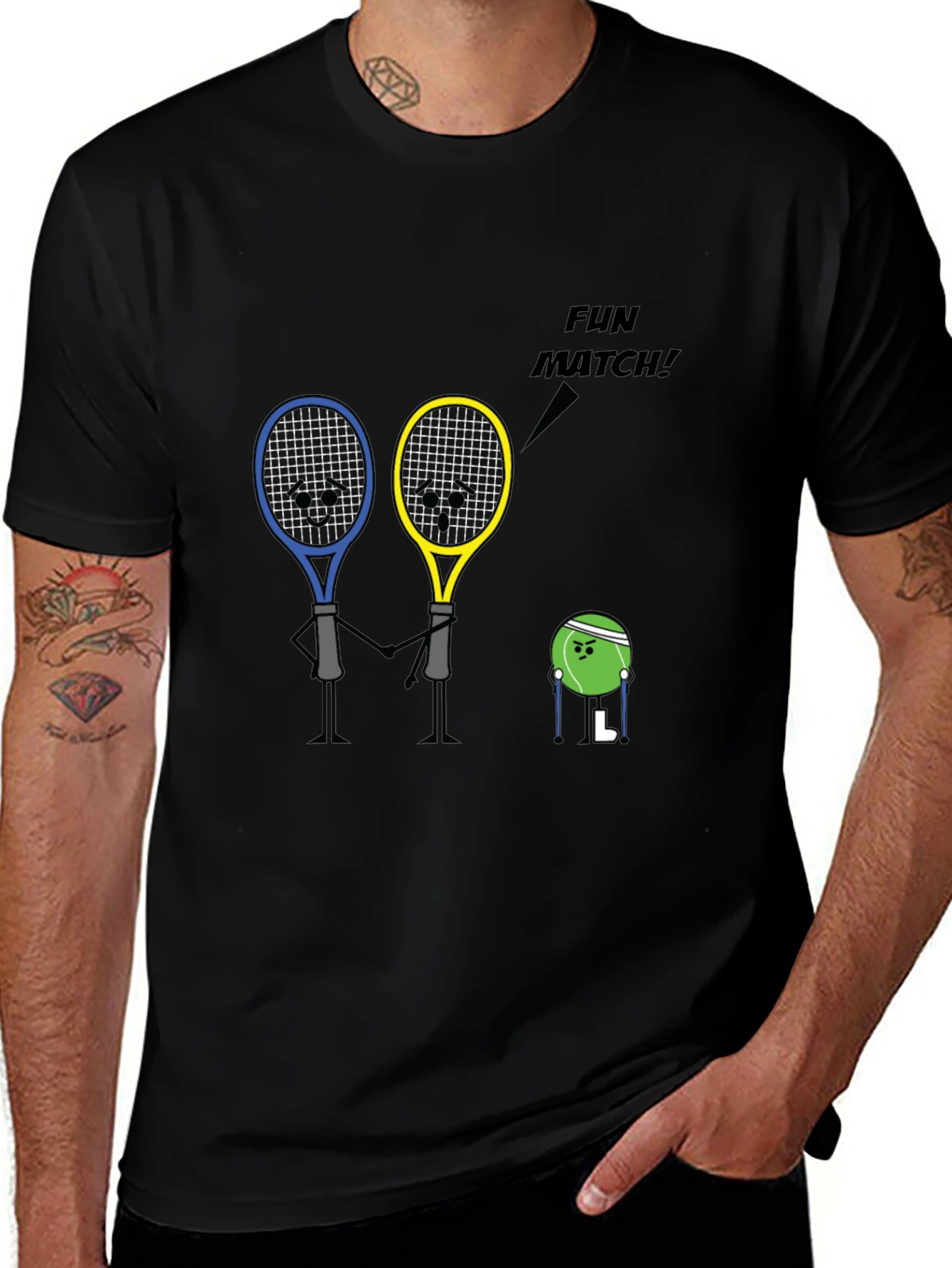 Tennis Racket Fun Match Graphic T-Shirt