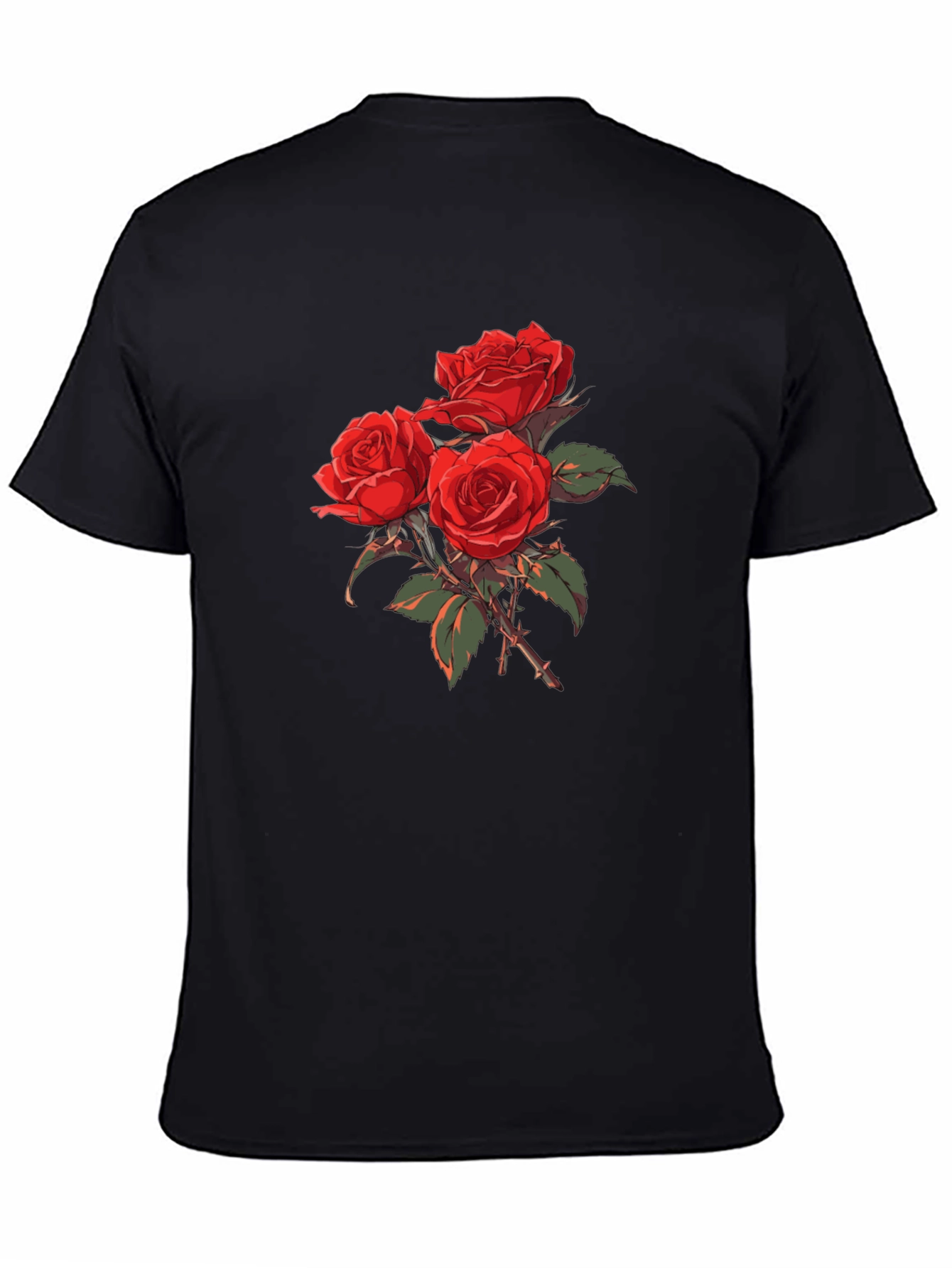 Rose Bouquet Graphic T-Shirt - Black