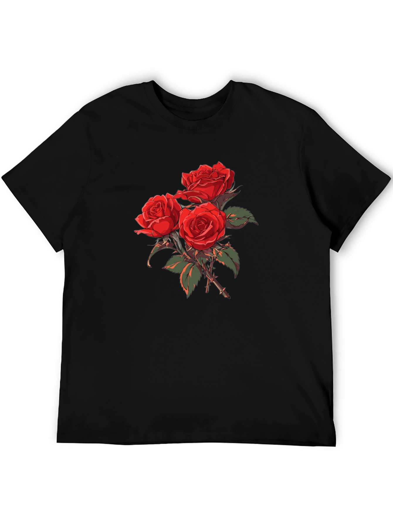 Rose Bouquet Graphic T-Shirt - Black
