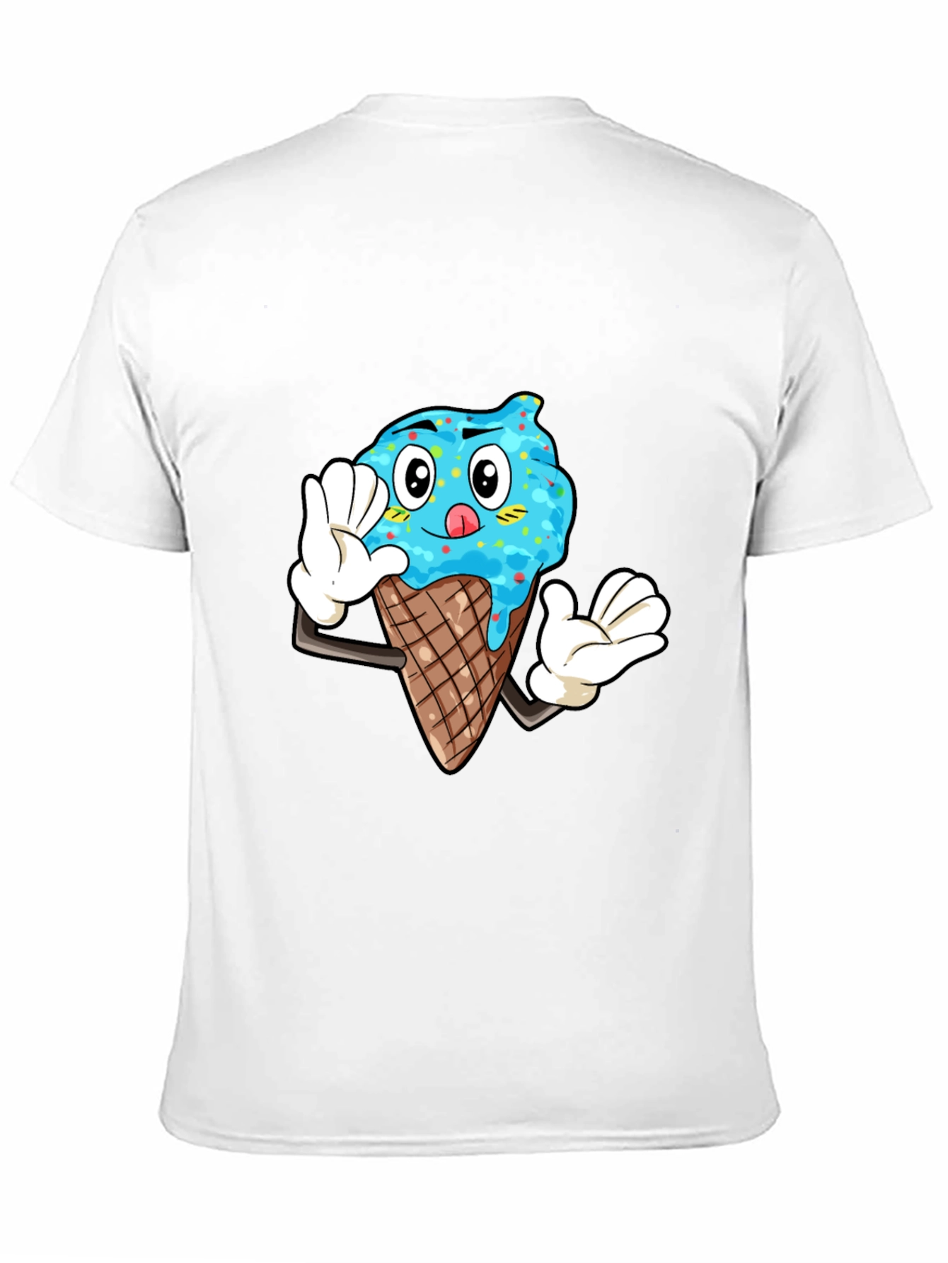 Ice Cream Cartoon Graphic Tee - Black Cotton T-Shirt