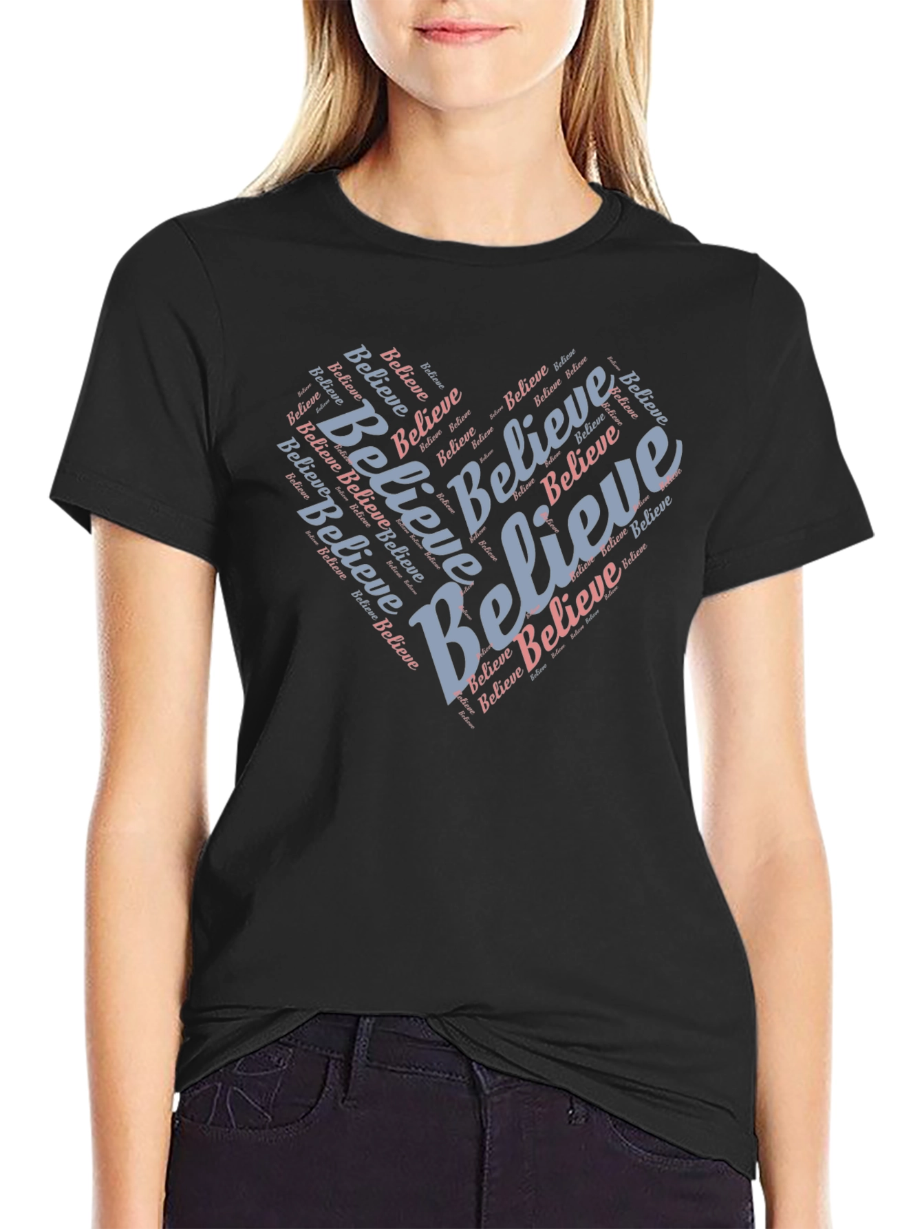 Believe Heart Graphic Tee - Black