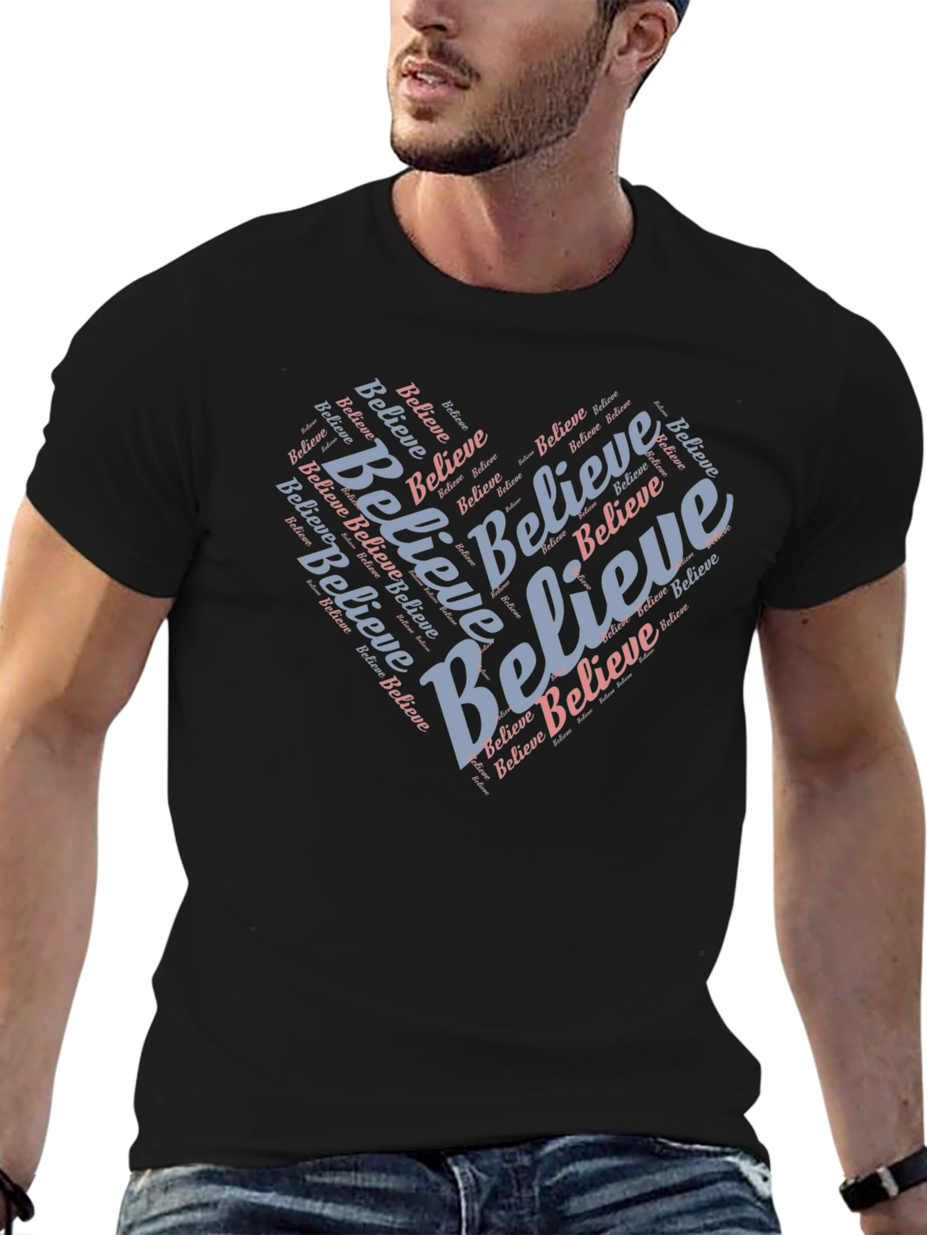 Believe Heart Graphic Tee - Black