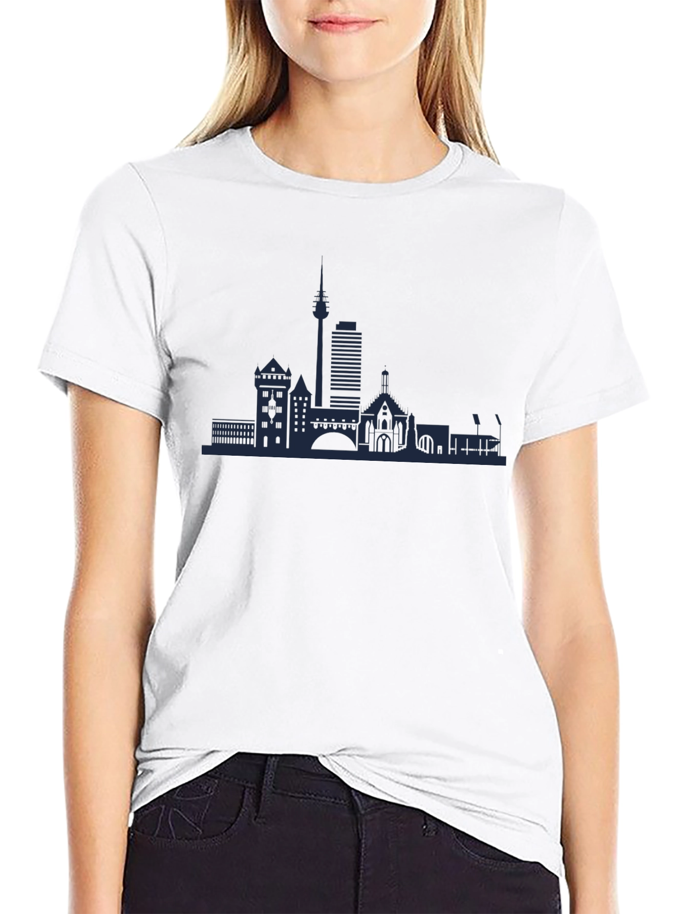 Dusseldorf Skyline Mens Graphic Tee - Black