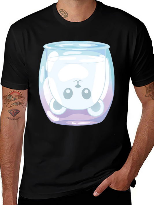 Cute Bear in Milk Glass Graphic T-Shirt