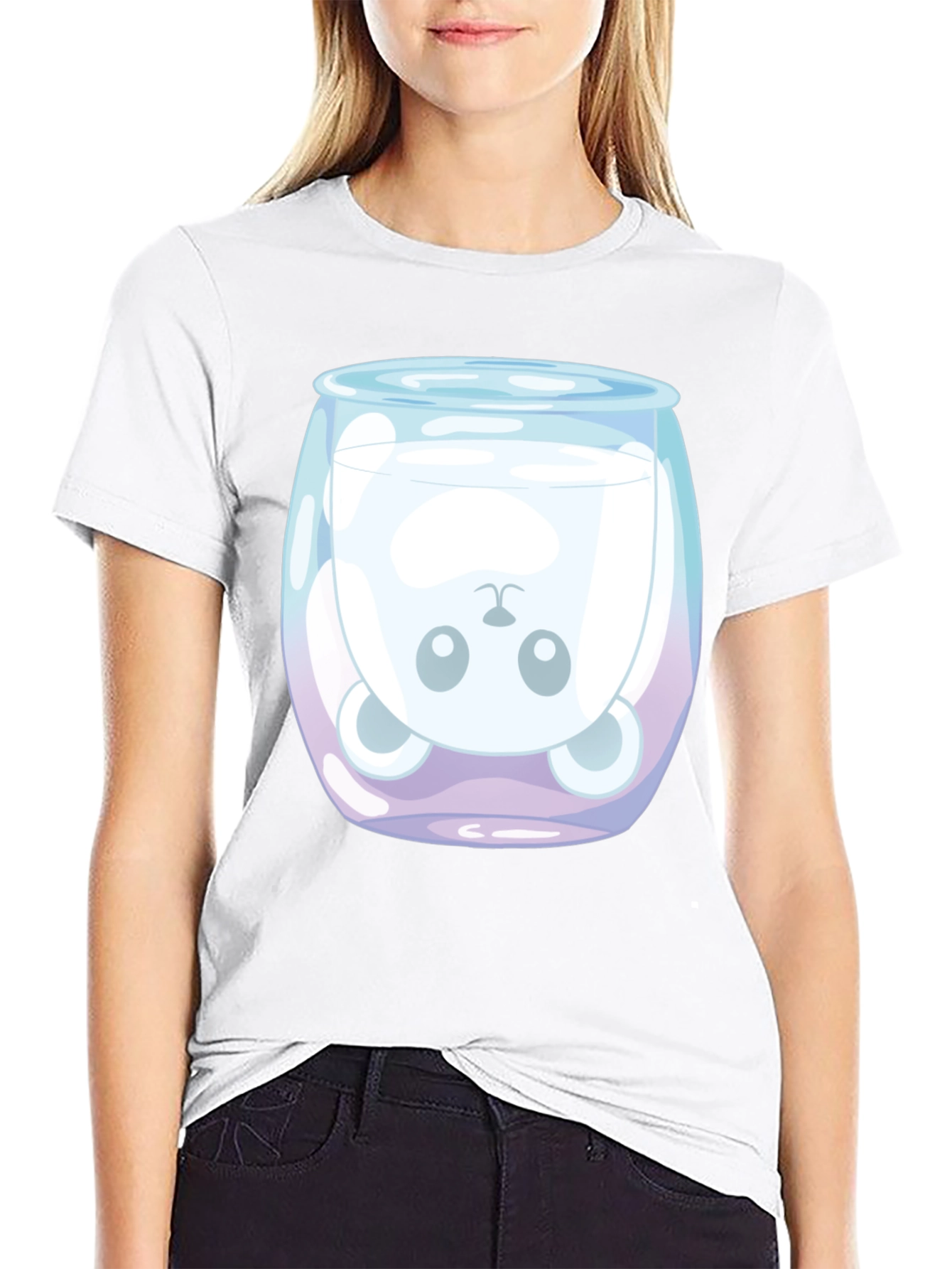 Cute Bear in Milk Glass Graphic T-Shirt