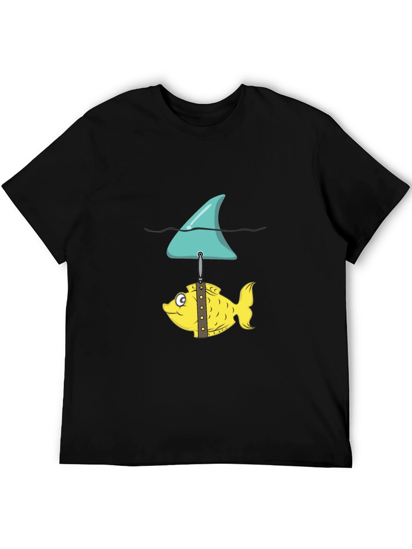 Funny Fish and Shark Fin Graphic T-Shirt