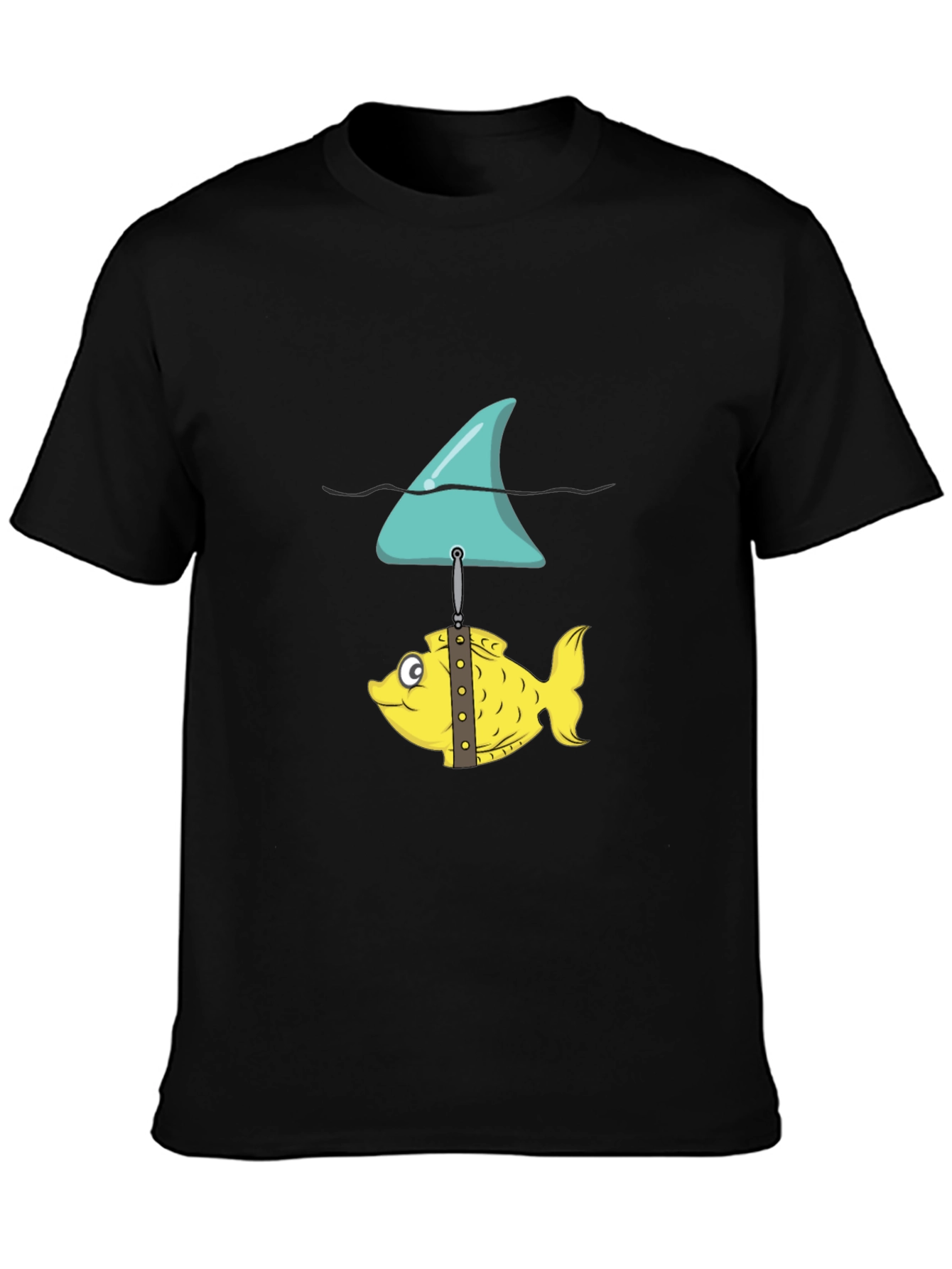 Funny Fish and Shark Fin Graphic T-Shirt