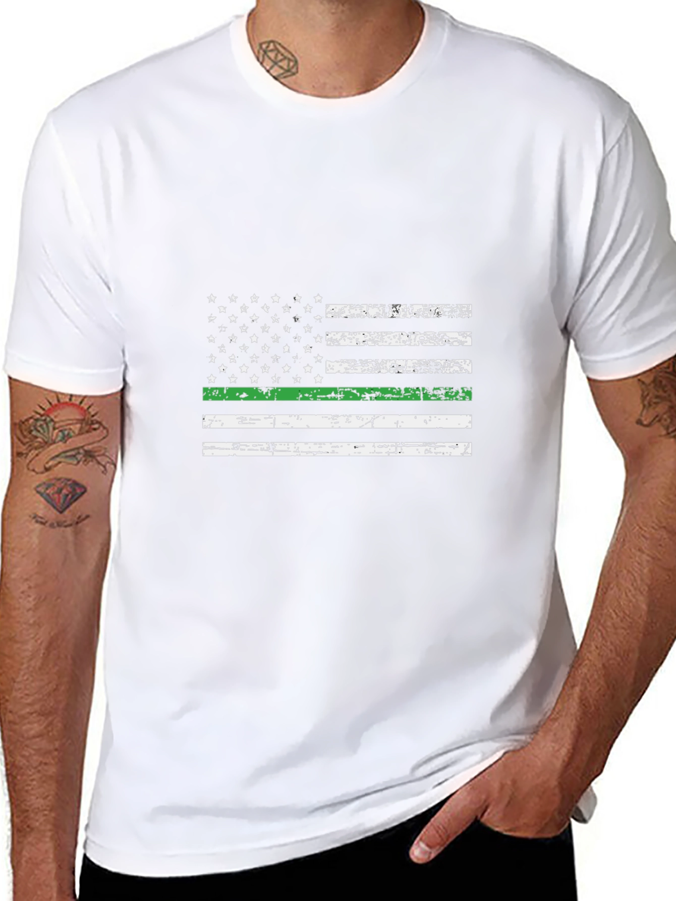 Thin Green Line American Flag Tee