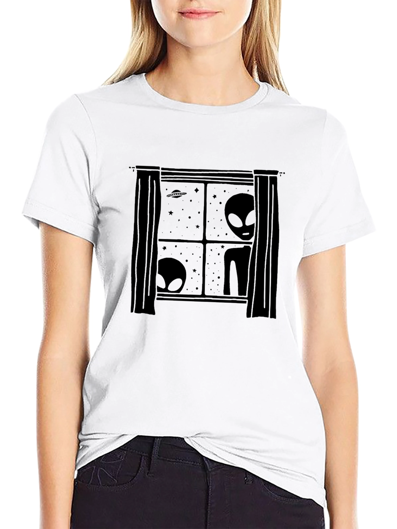 Alien Window Black T-Shirt
