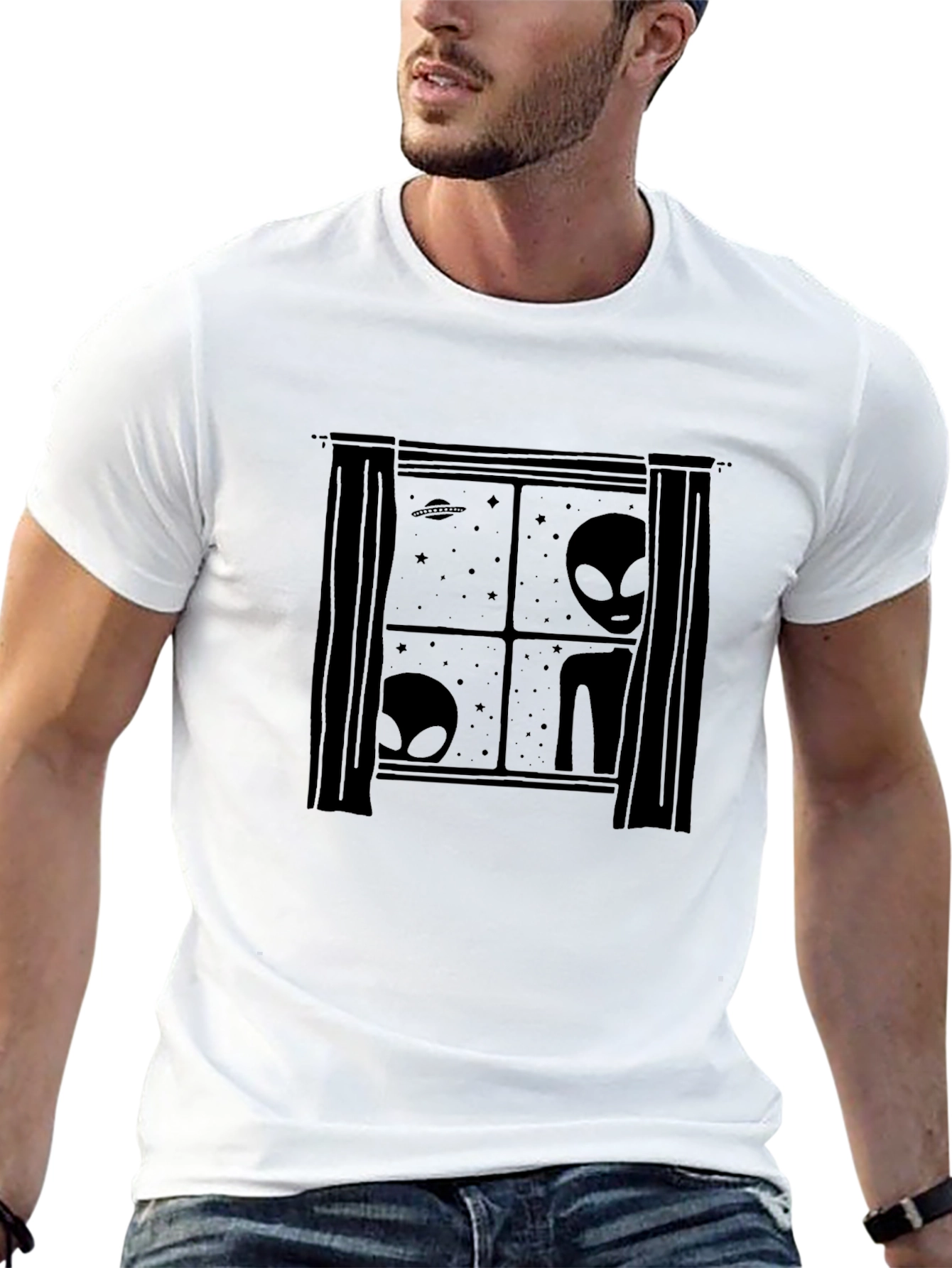 Alien Window Black T-Shirt