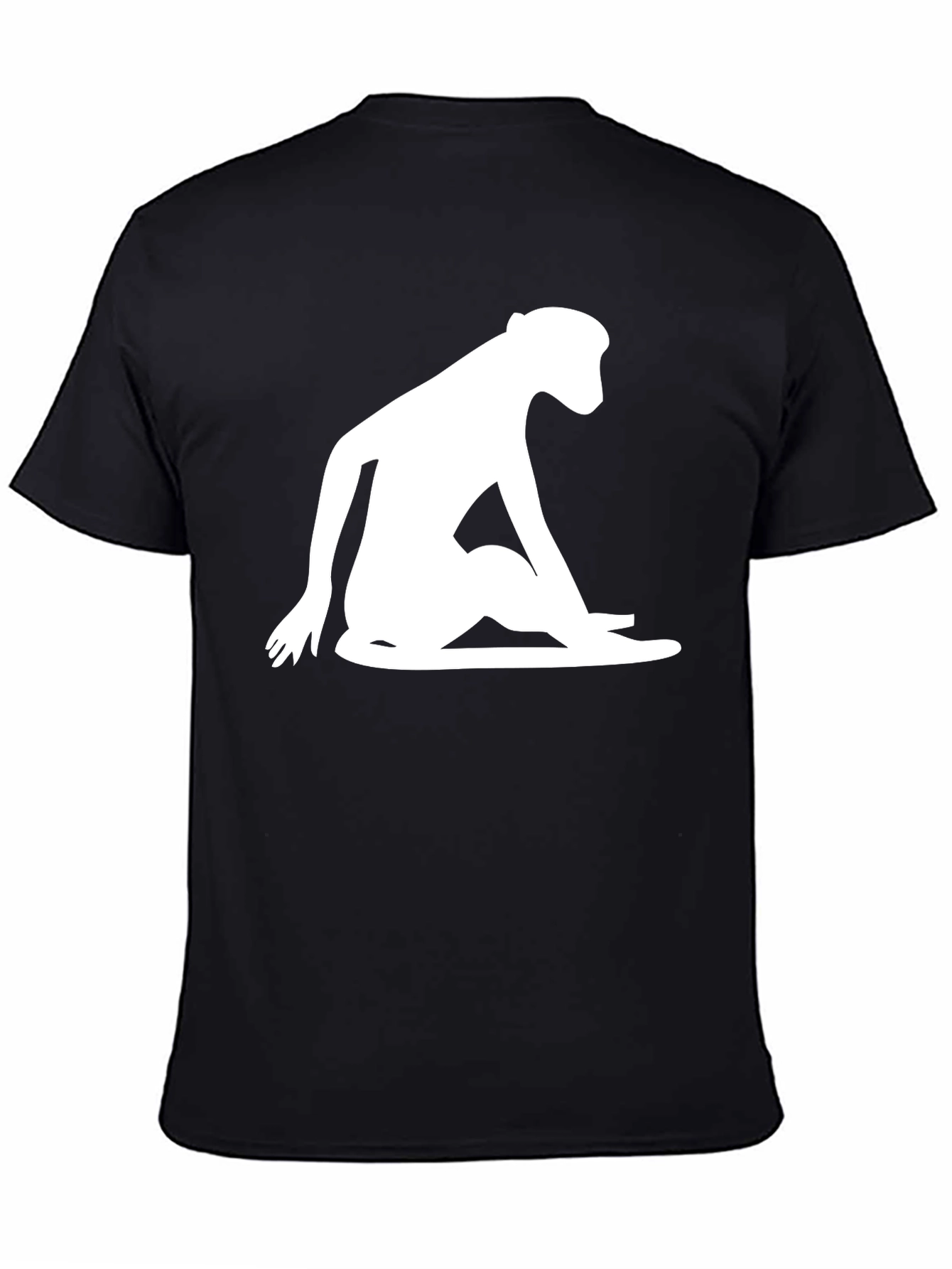 Modern Monkey Silhouette Graphic Tee - Black