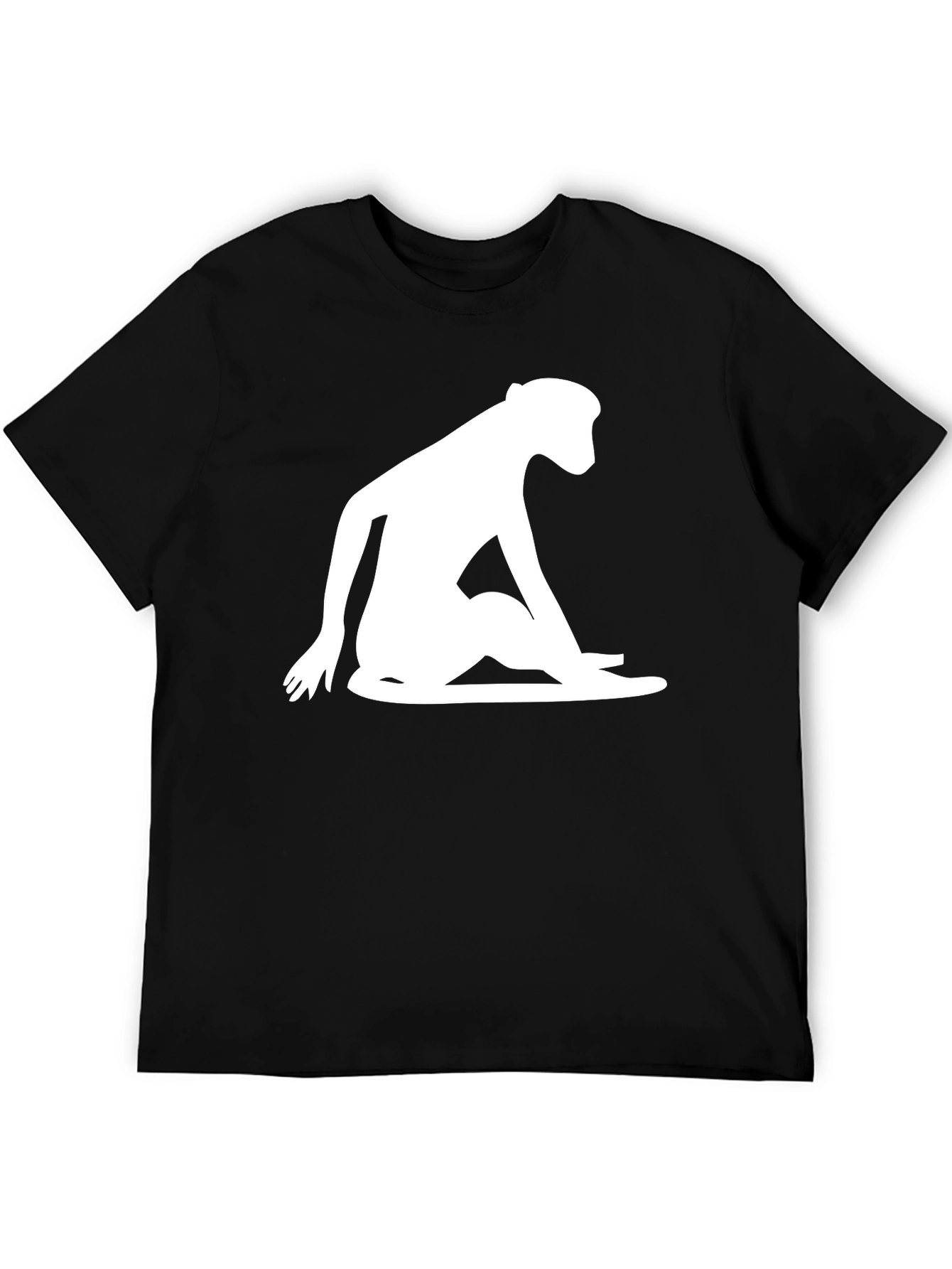 Modern Monkey Silhouette Graphic Tee - Black