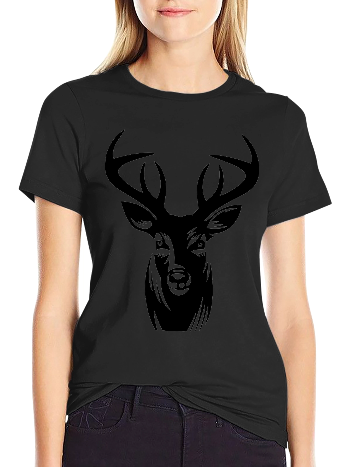 Black Deer Graphic Tee - Mens Casual T-Shirt