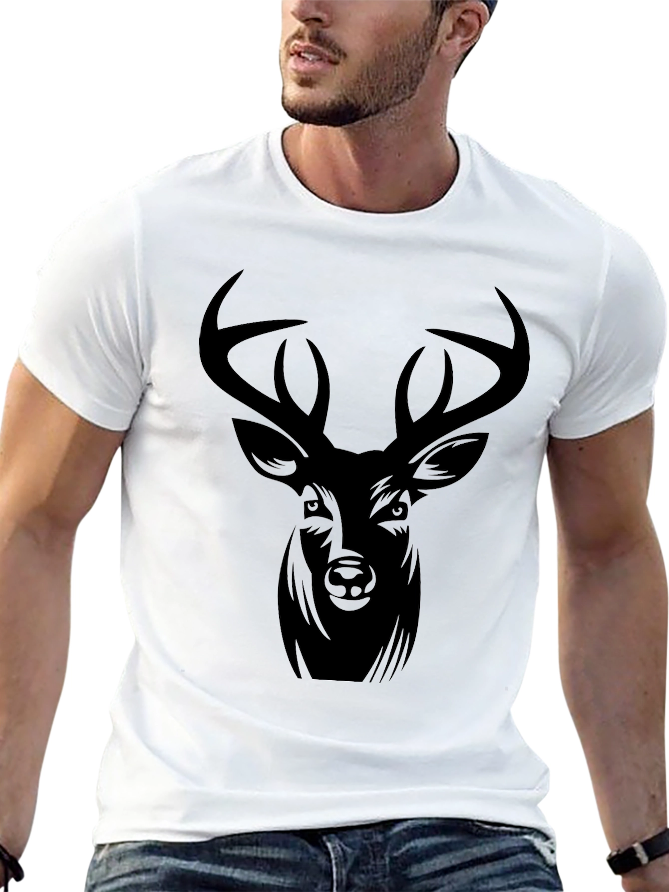 Black Deer Graphic Tee - Mens Casual T-Shirt