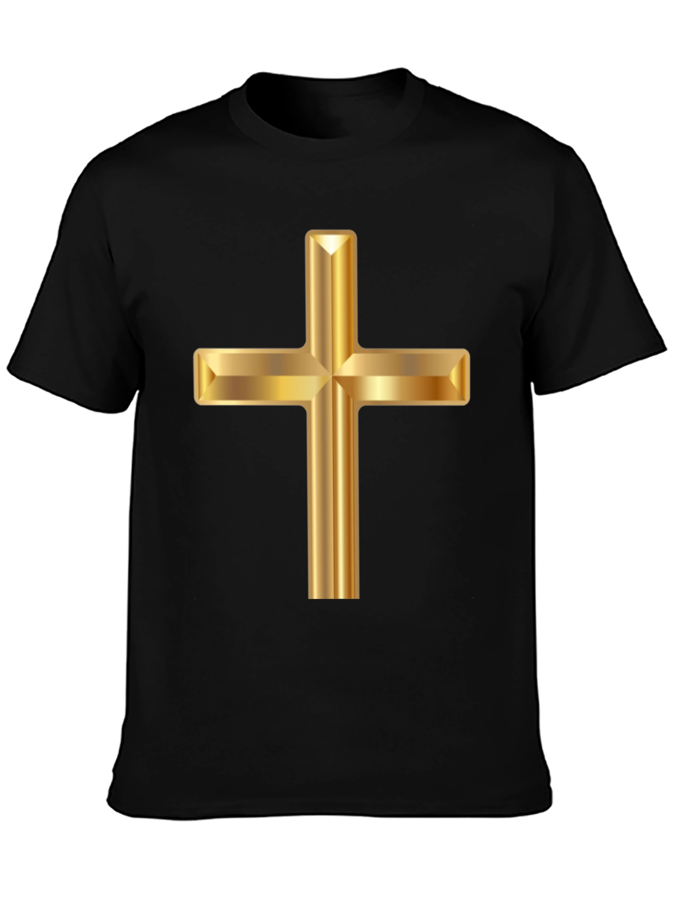 Golden Cross Graphic Black T-Shirt