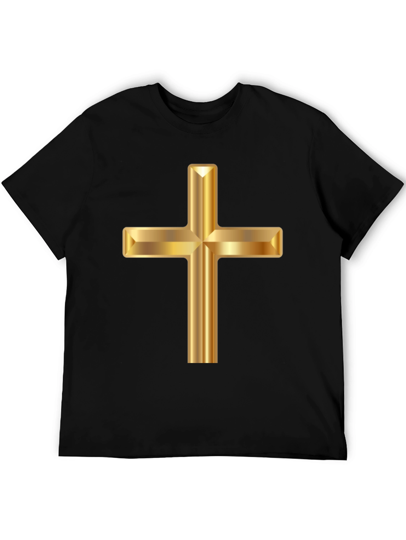 Golden Cross Graphic Black T-Shirt