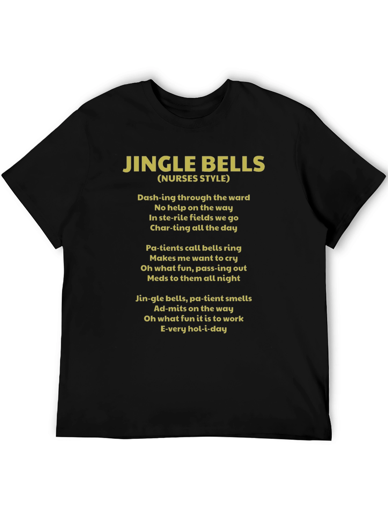 Jingle Bells Nurses Style Black T-Shirt