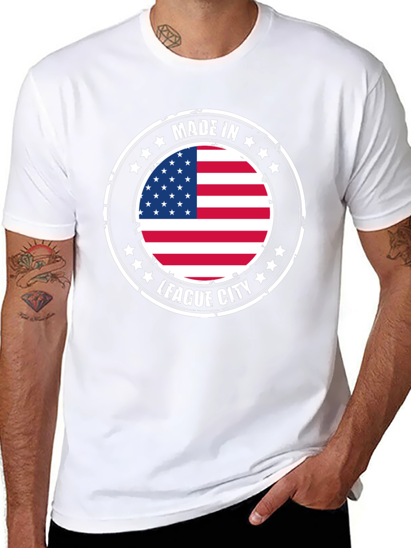 Made in League City USA Flag T-Shirt