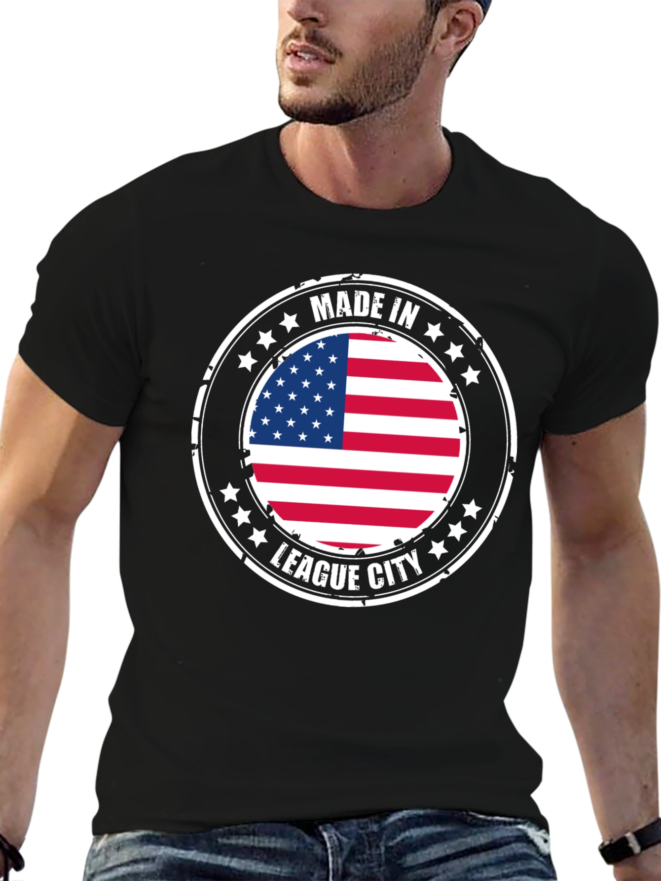 Made in League City USA Flag T-Shirt