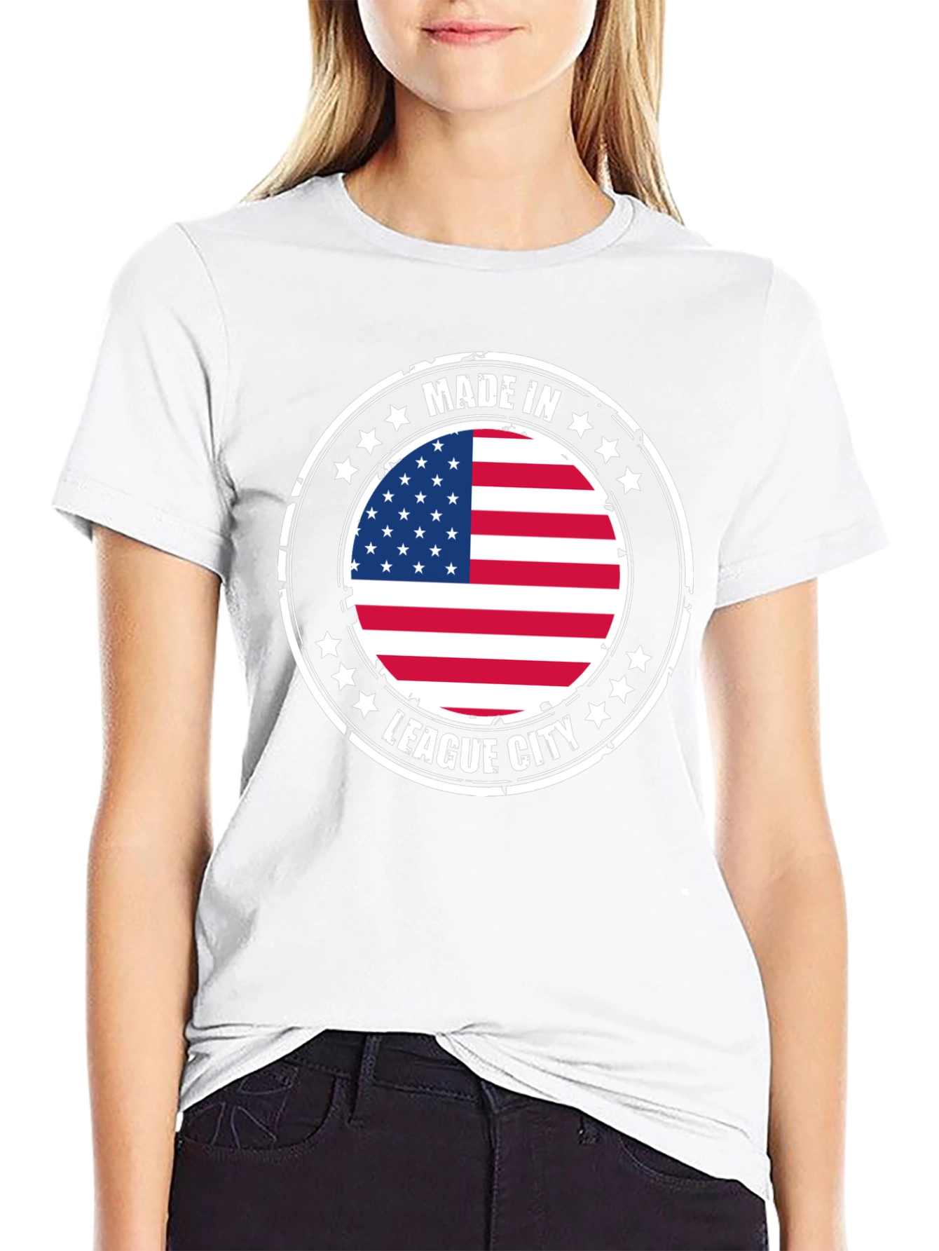 Made in League City USA Flag T-Shirt