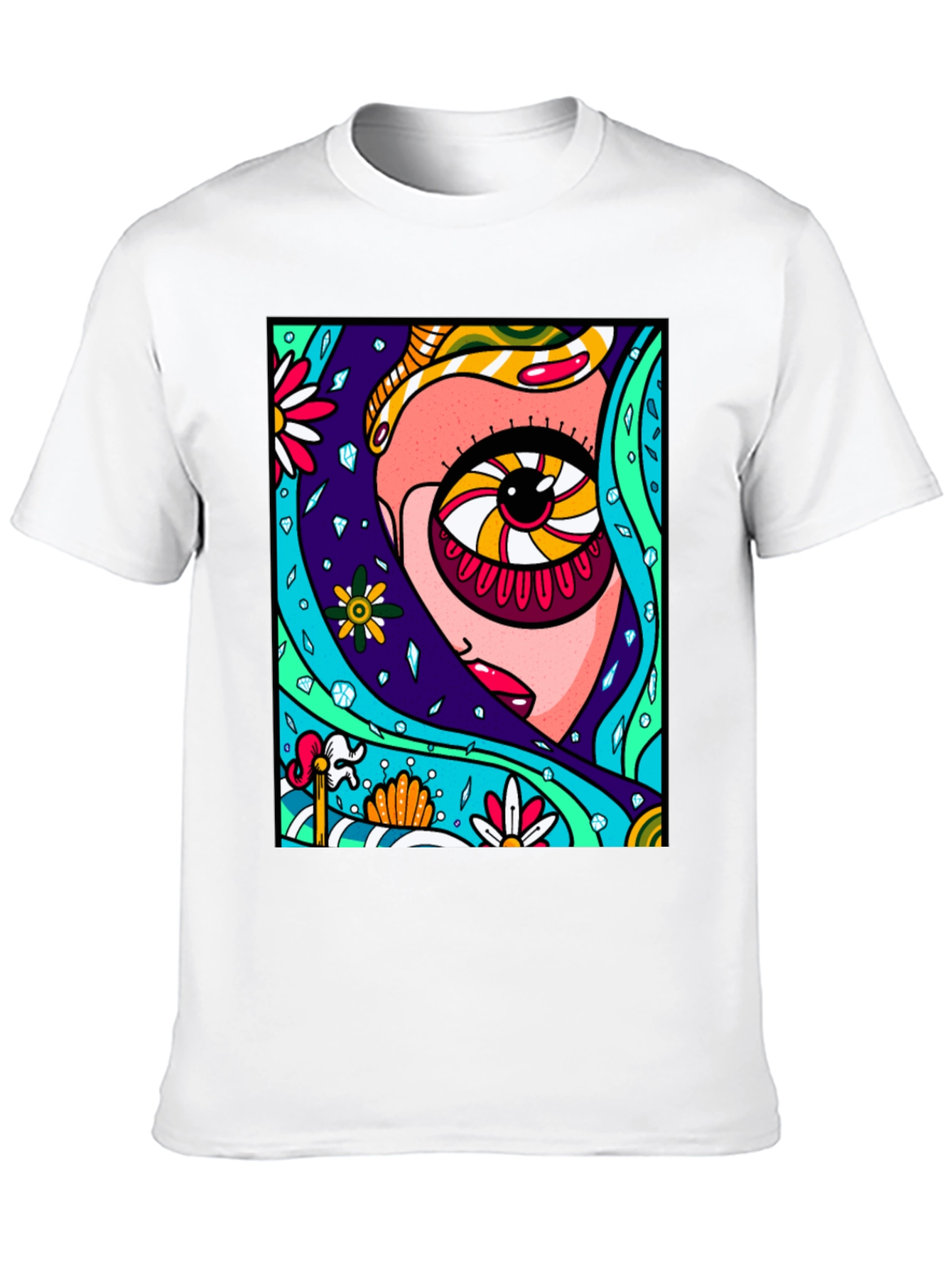 Abstract Eye Graphic Print Black T-Shirt