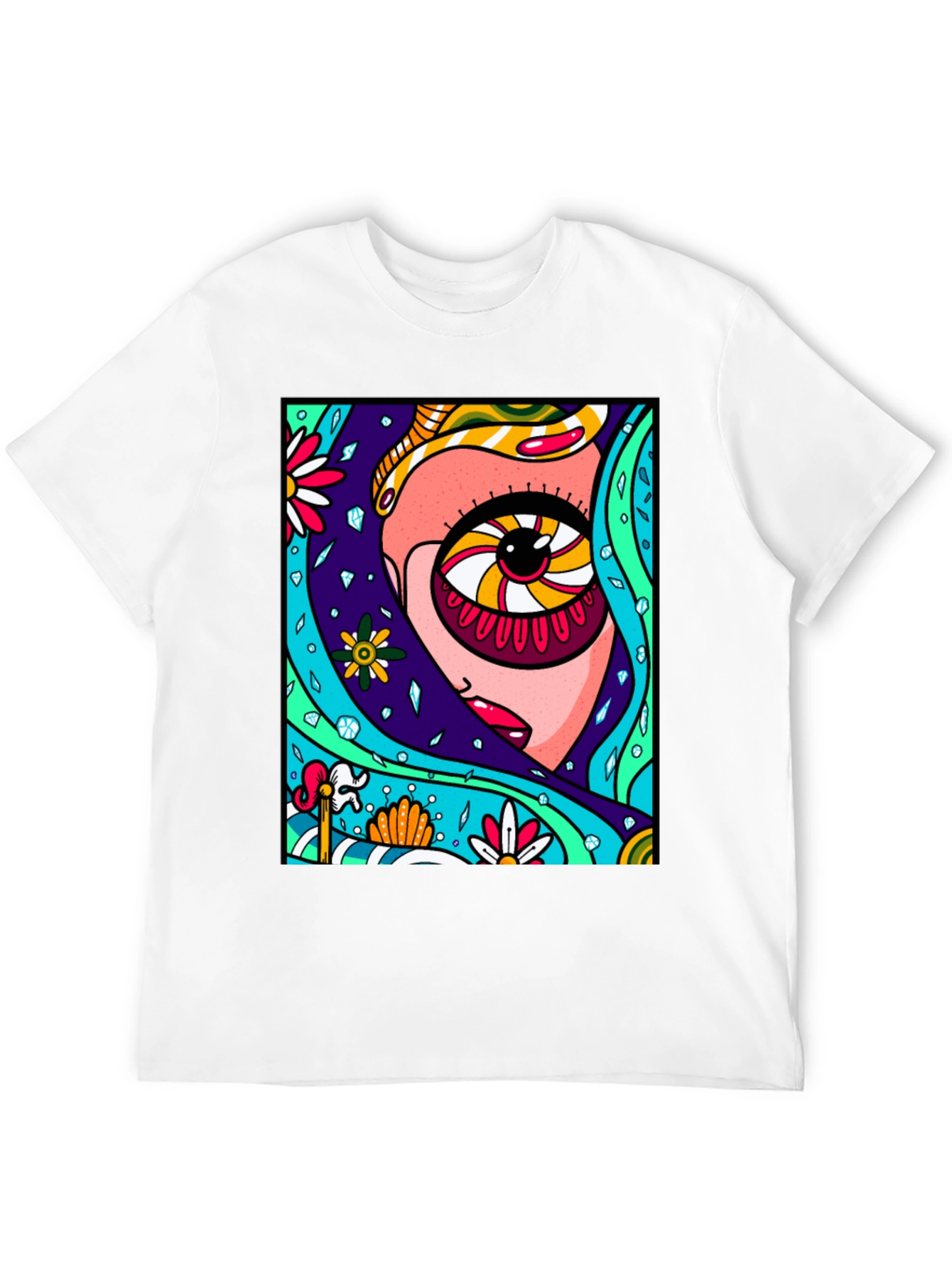 Abstract Eye Graphic Print Black T-Shirt