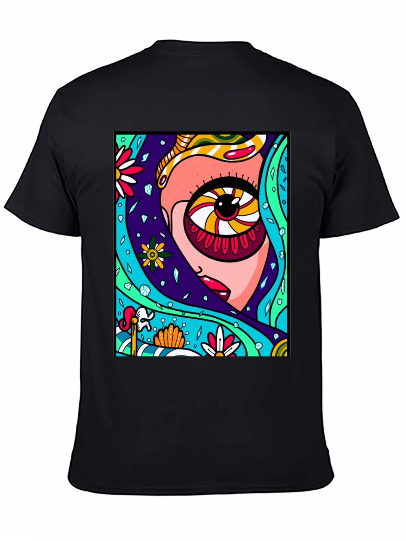 Abstract Eye Graphic Print Black T-Shirt