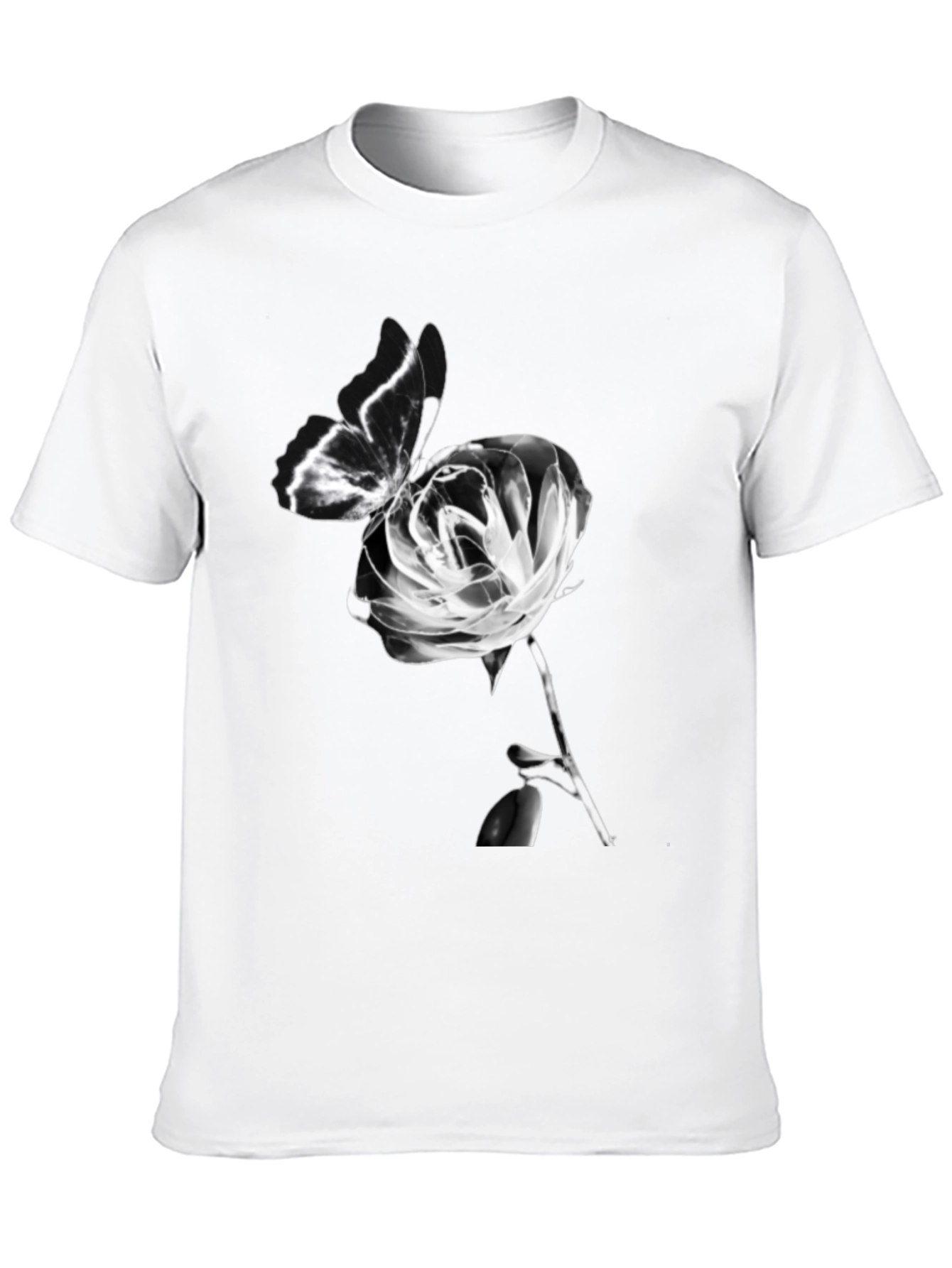 Butterfly & Rose Graphic Black T-Shirt