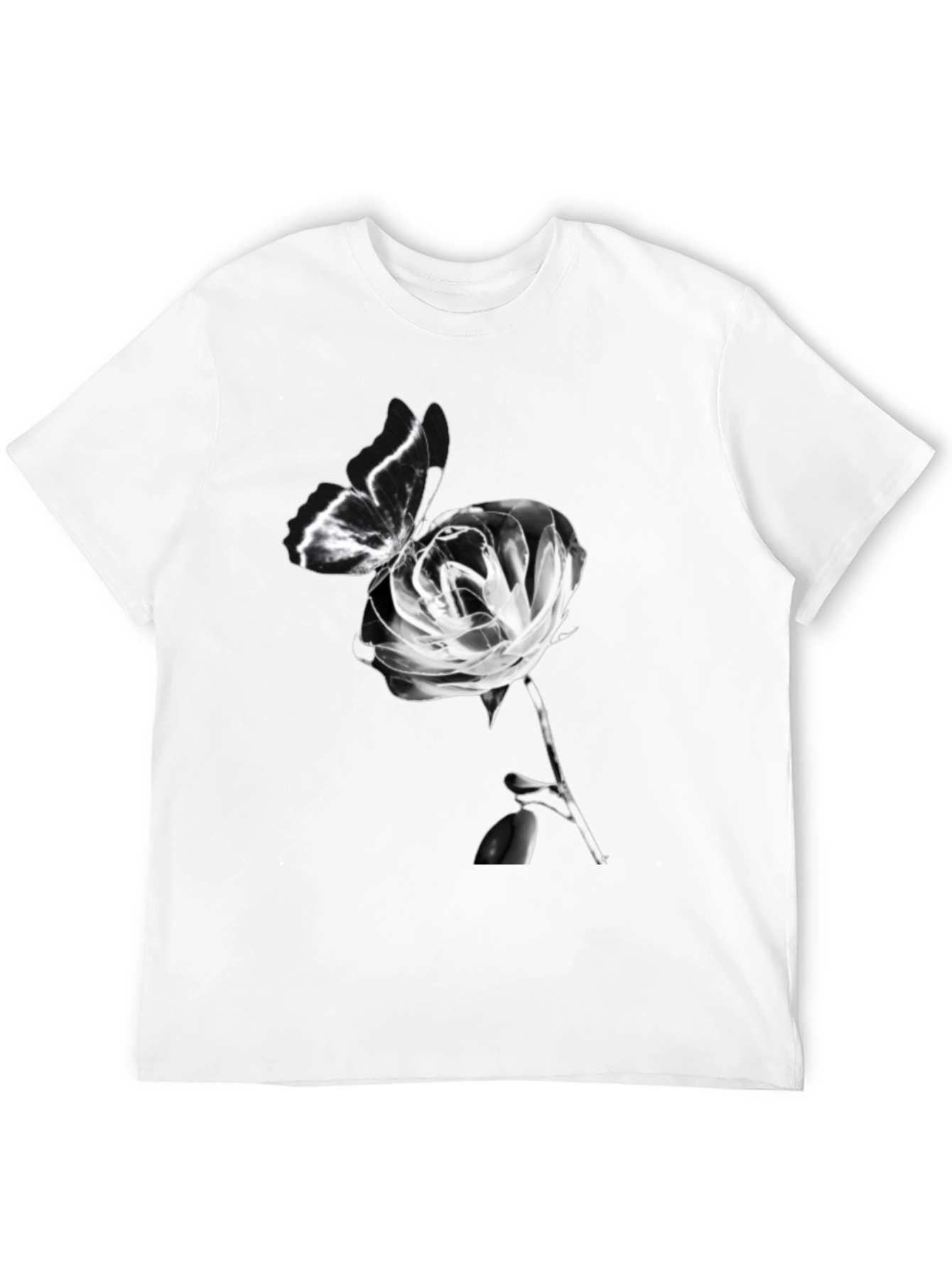 Butterfly & Rose Graphic Black T-Shirt