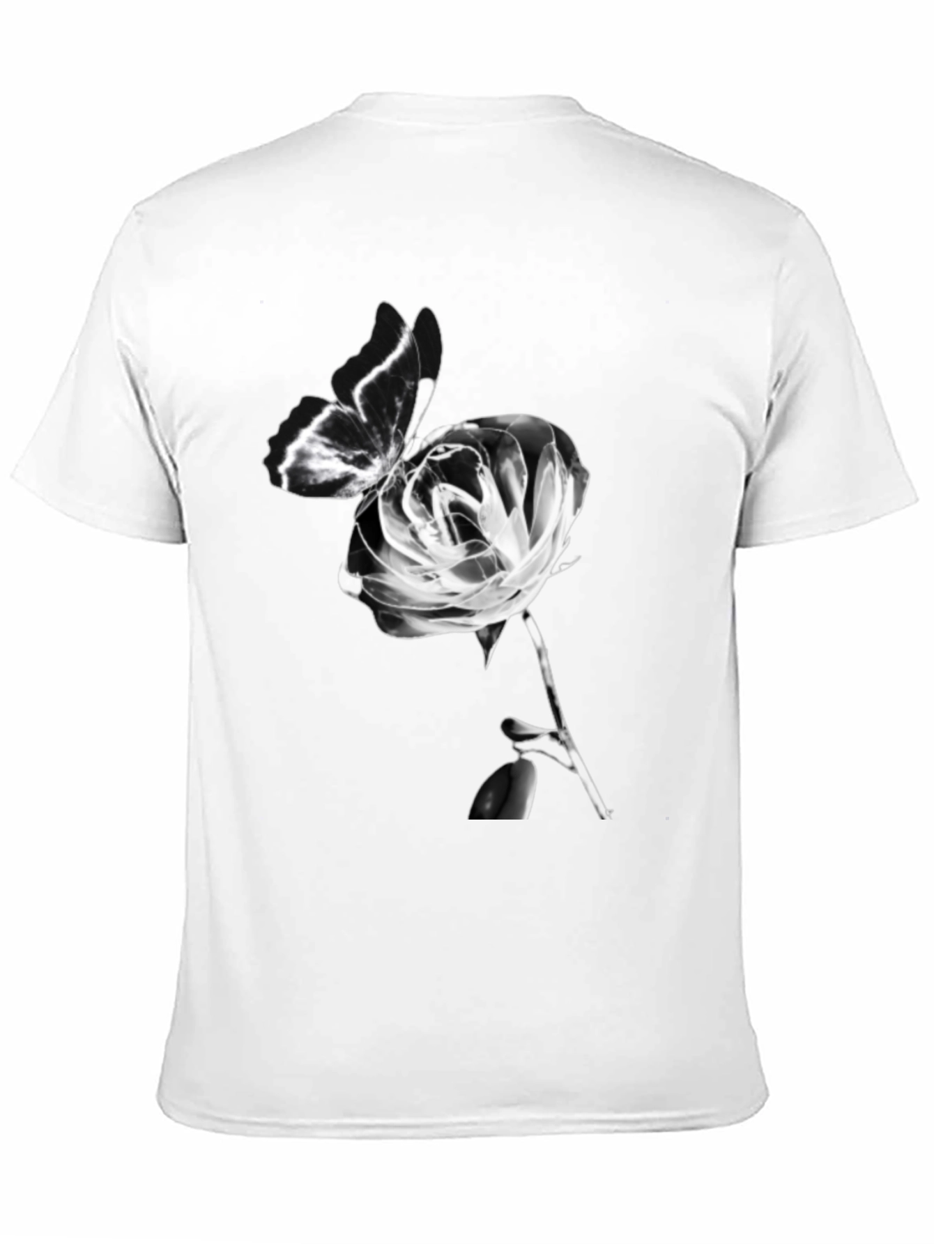 Butterfly & Rose Graphic Black T-Shirt