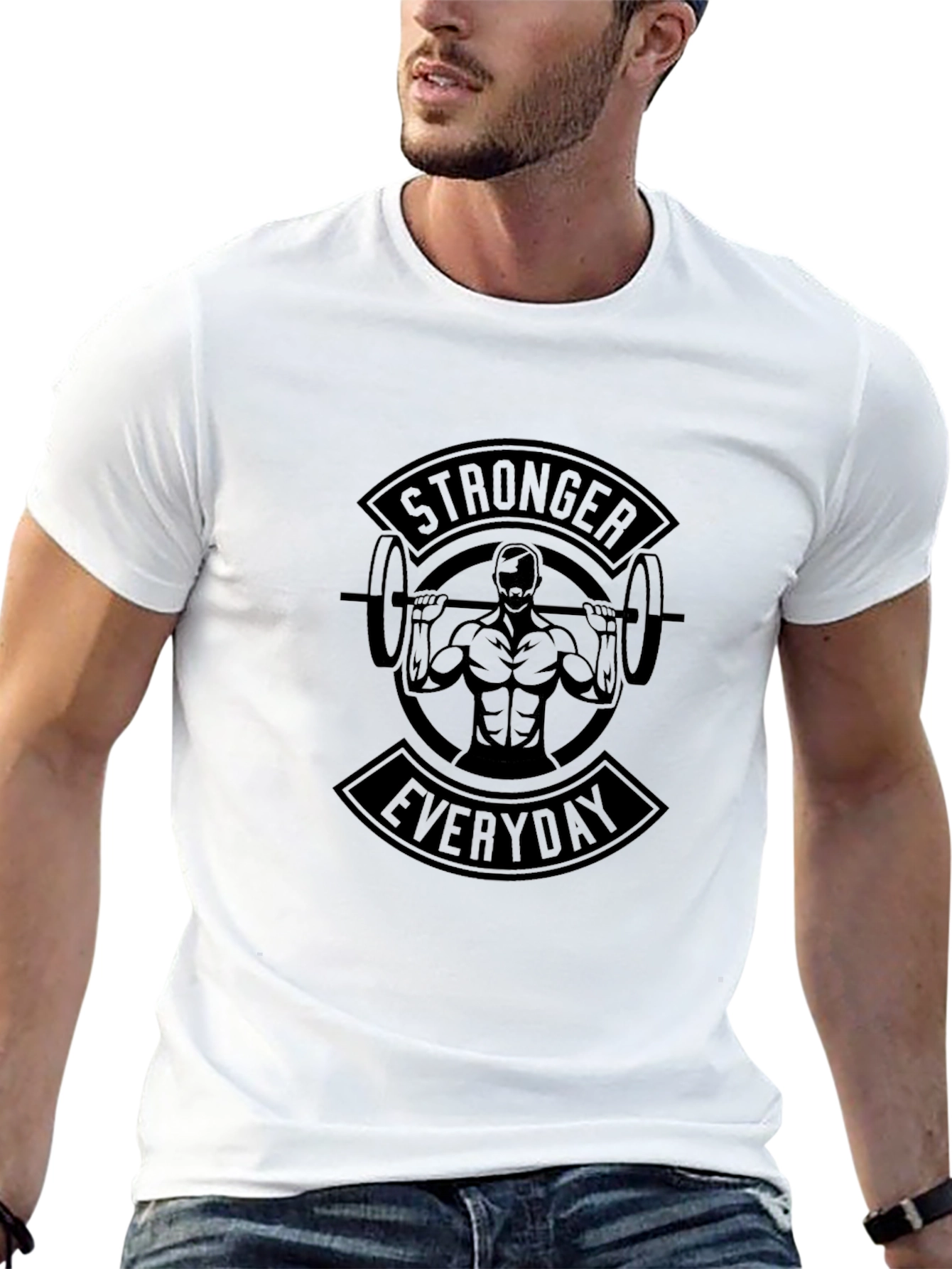 Stronger Everyday Black Graphic T-Shirt - Gym Motivation