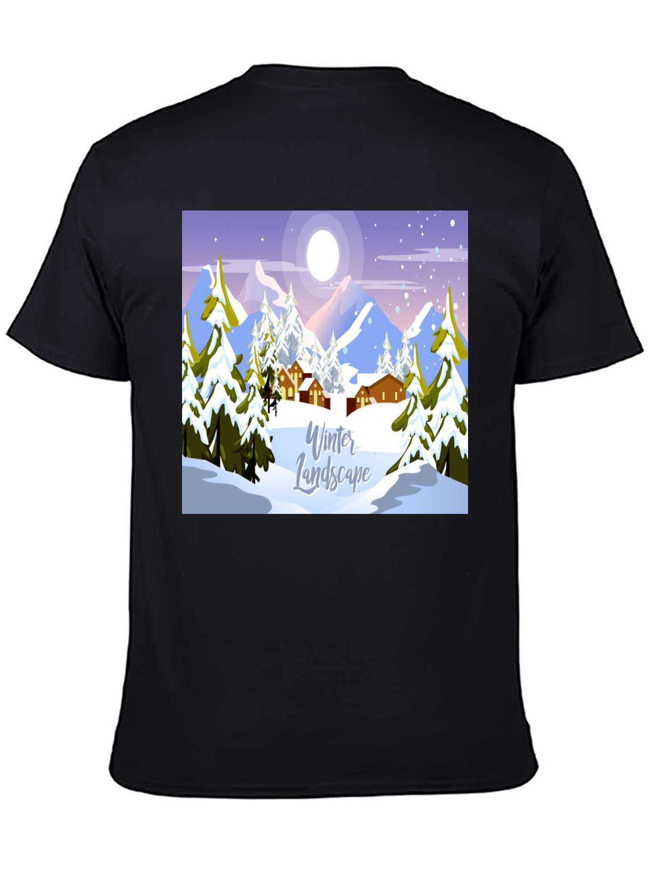 Winter Landscape Graphic Tee - Black