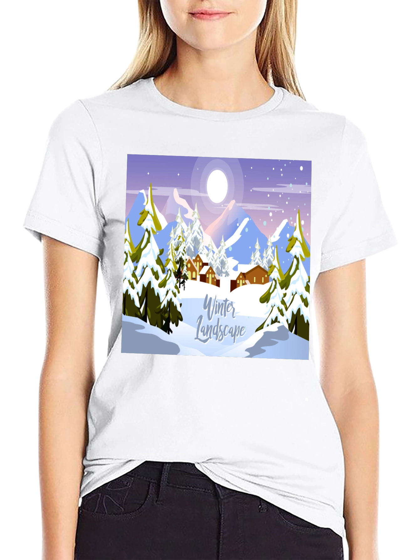 Winter Landscape Graphic Tee - Black