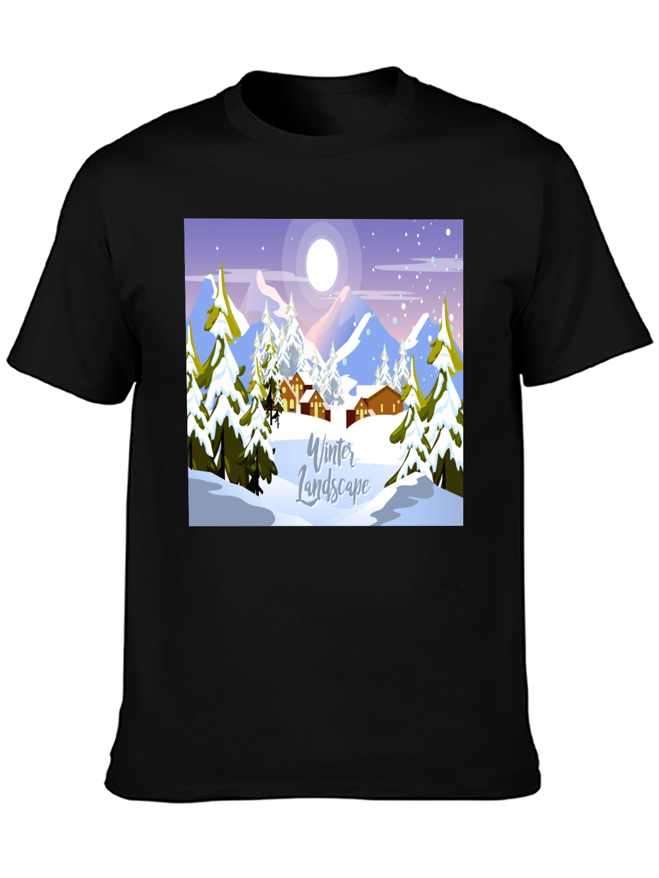 Winter Landscape Graphic Tee - Black