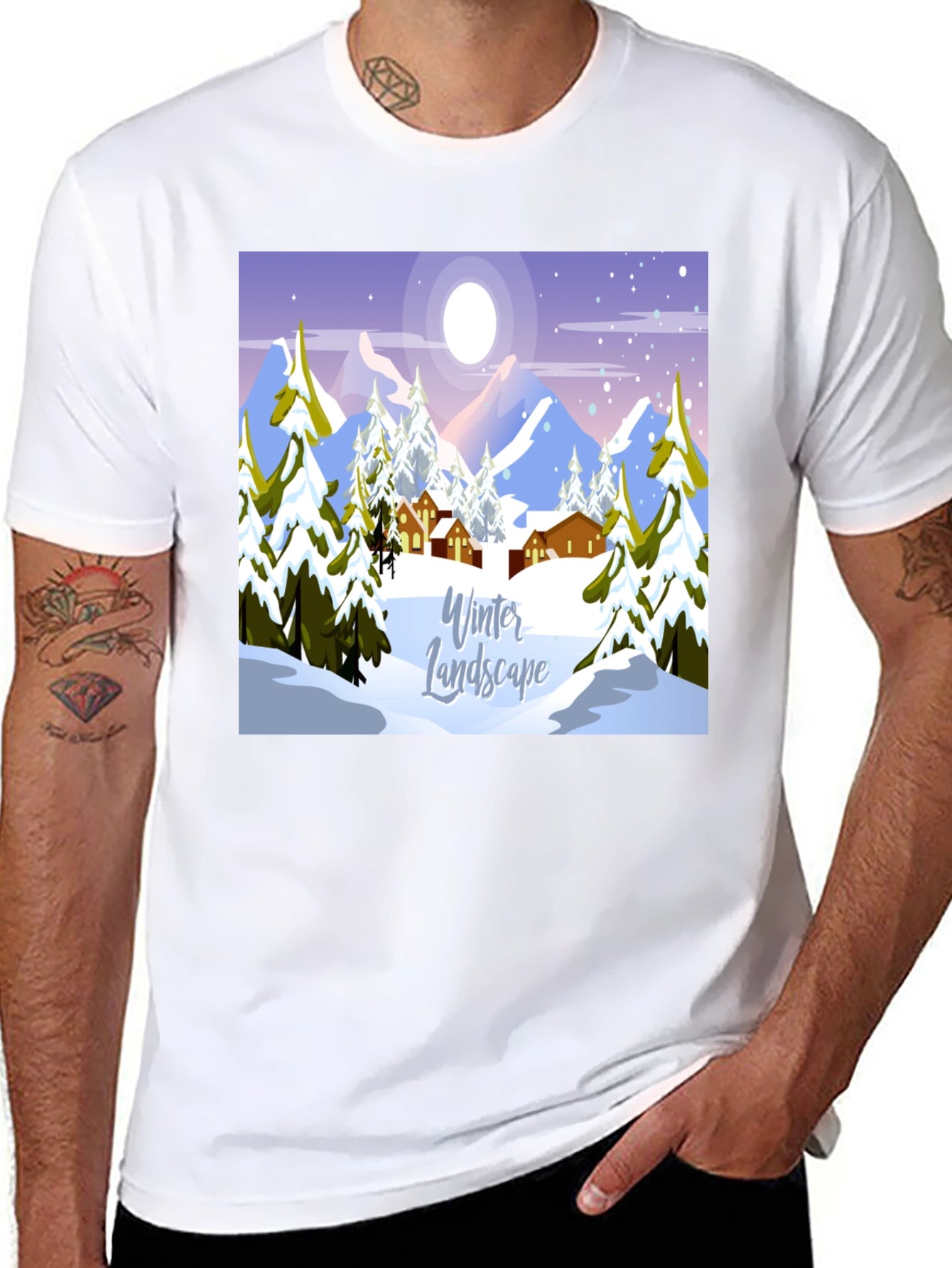 Winter Landscape Graphic Tee - Black