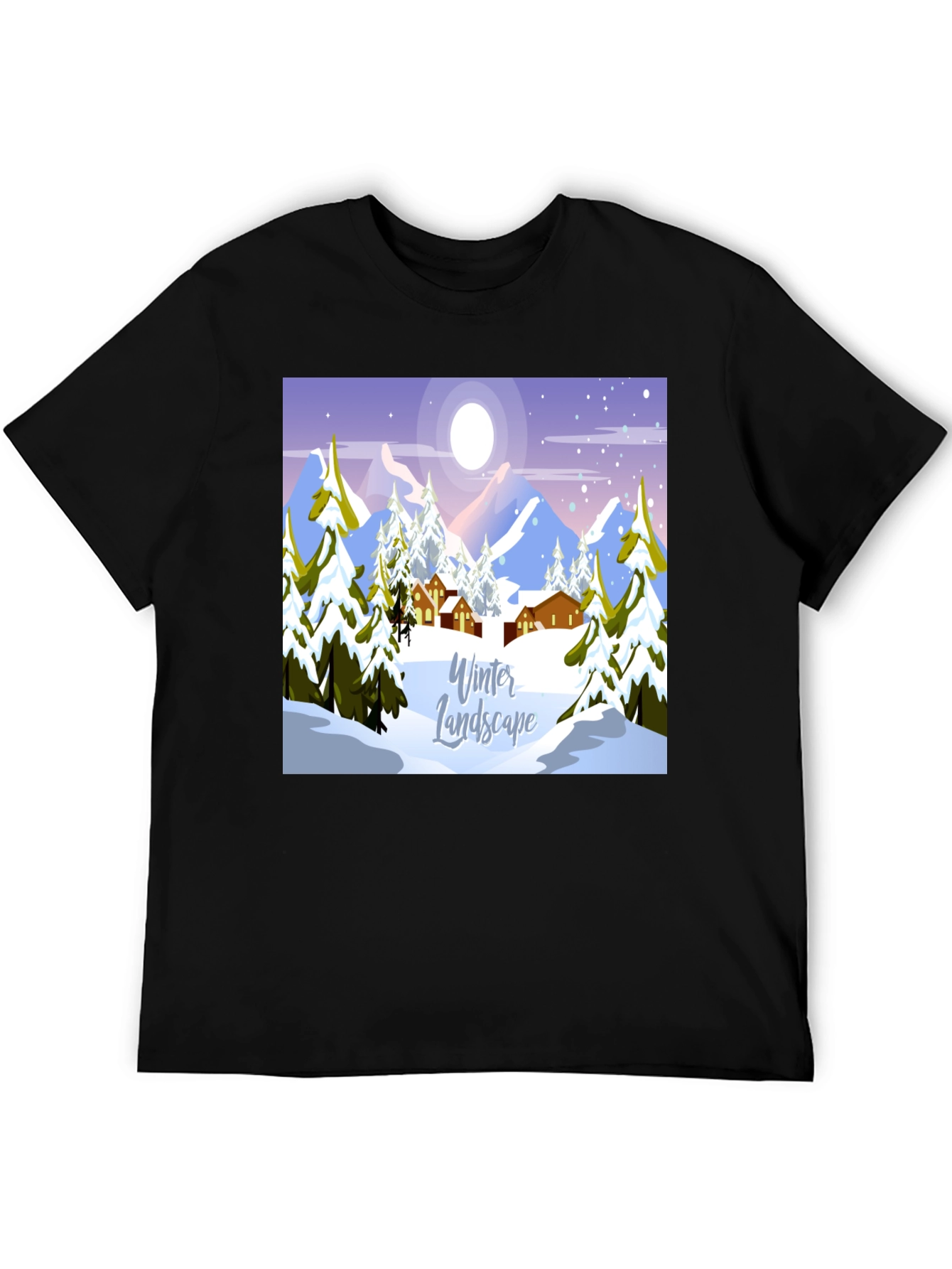 Winter Landscape Graphic Tee - Black