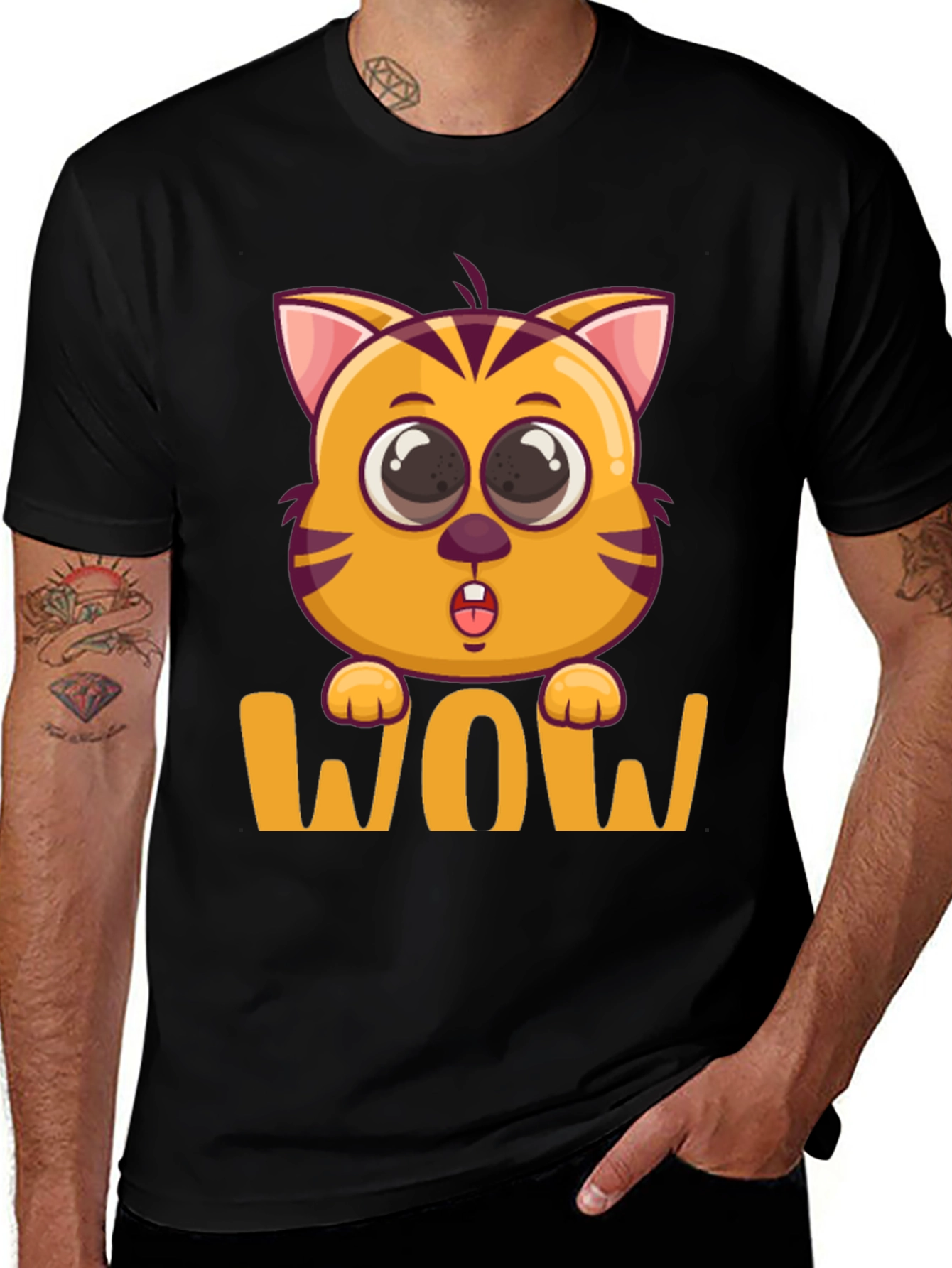 WOW Cat T-Shirt - Cute Cartoon Kitten Tee