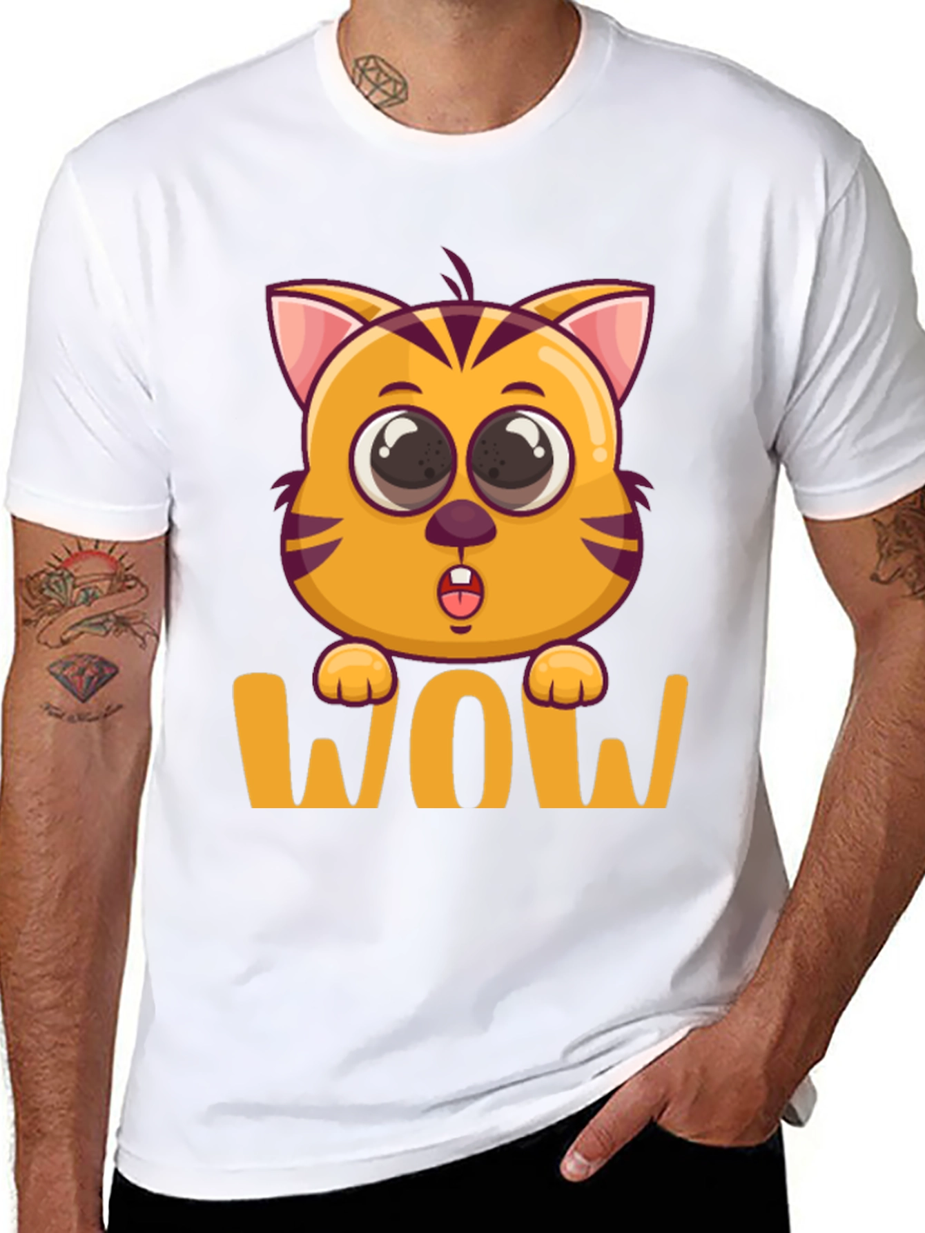 WOW Cat T-Shirt - Cute Cartoon Kitten Tee
