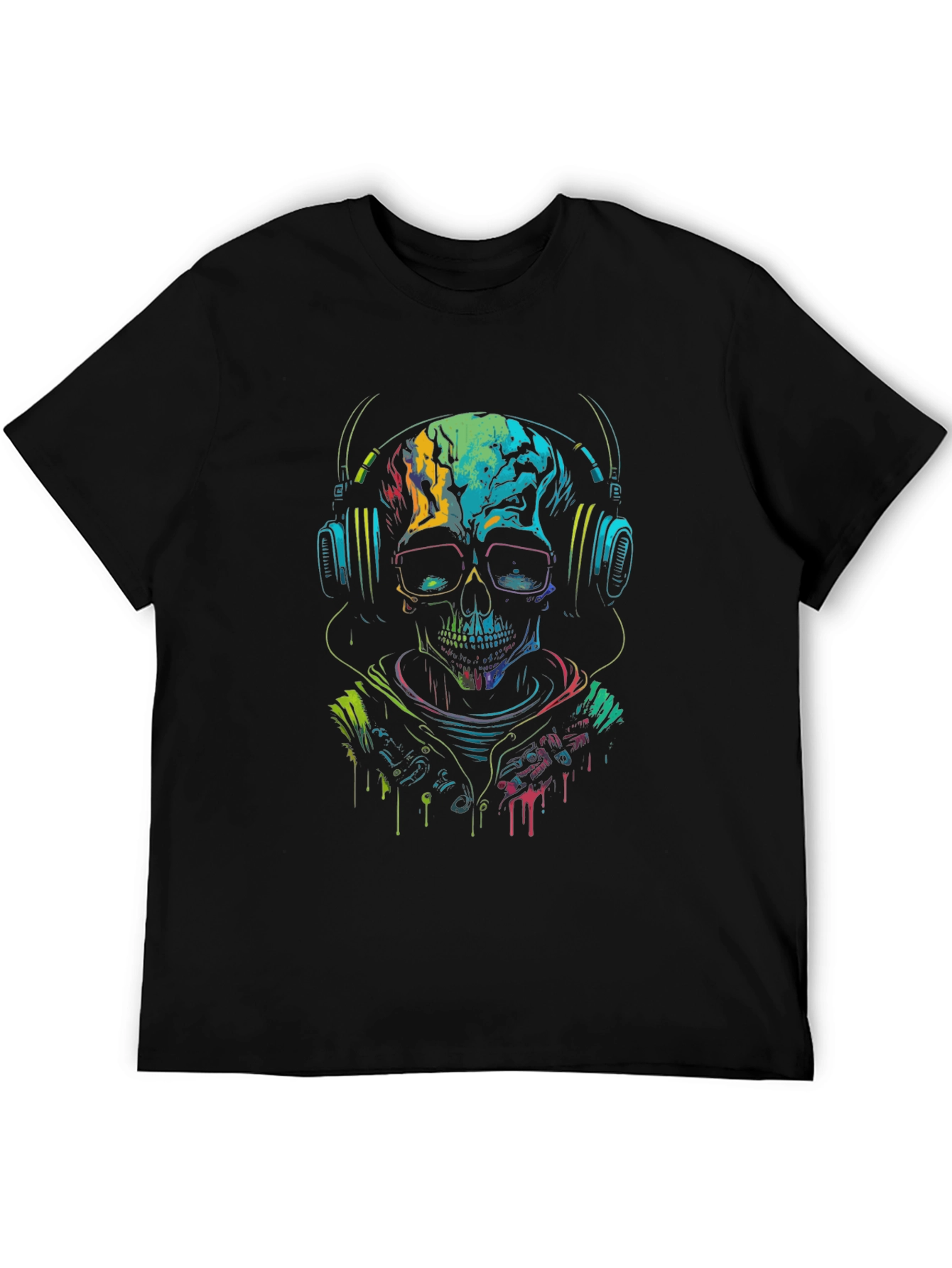 Skull DJ T-Shirt - Neon Rave Design