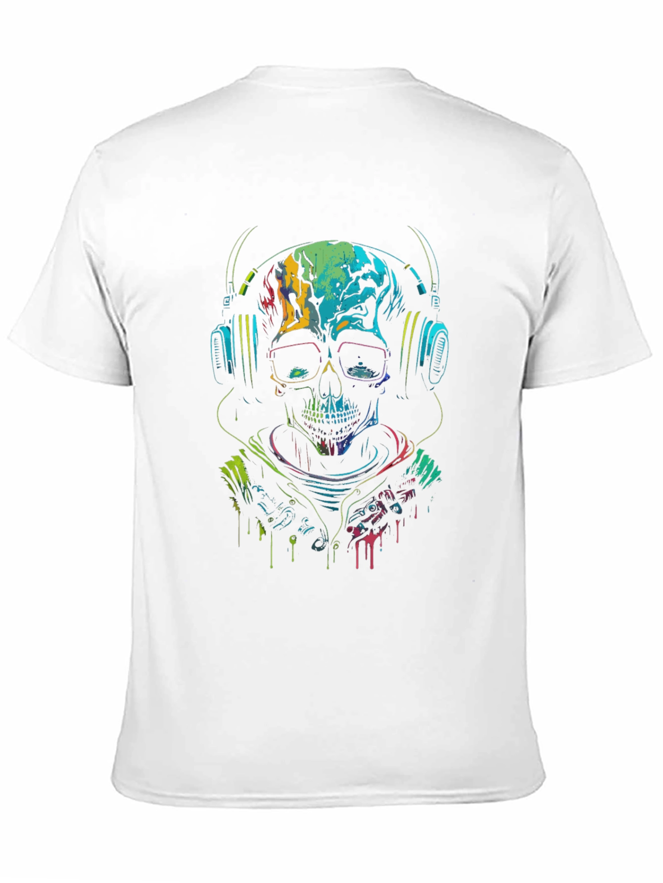 Skull DJ T-Shirt - Neon Rave Design