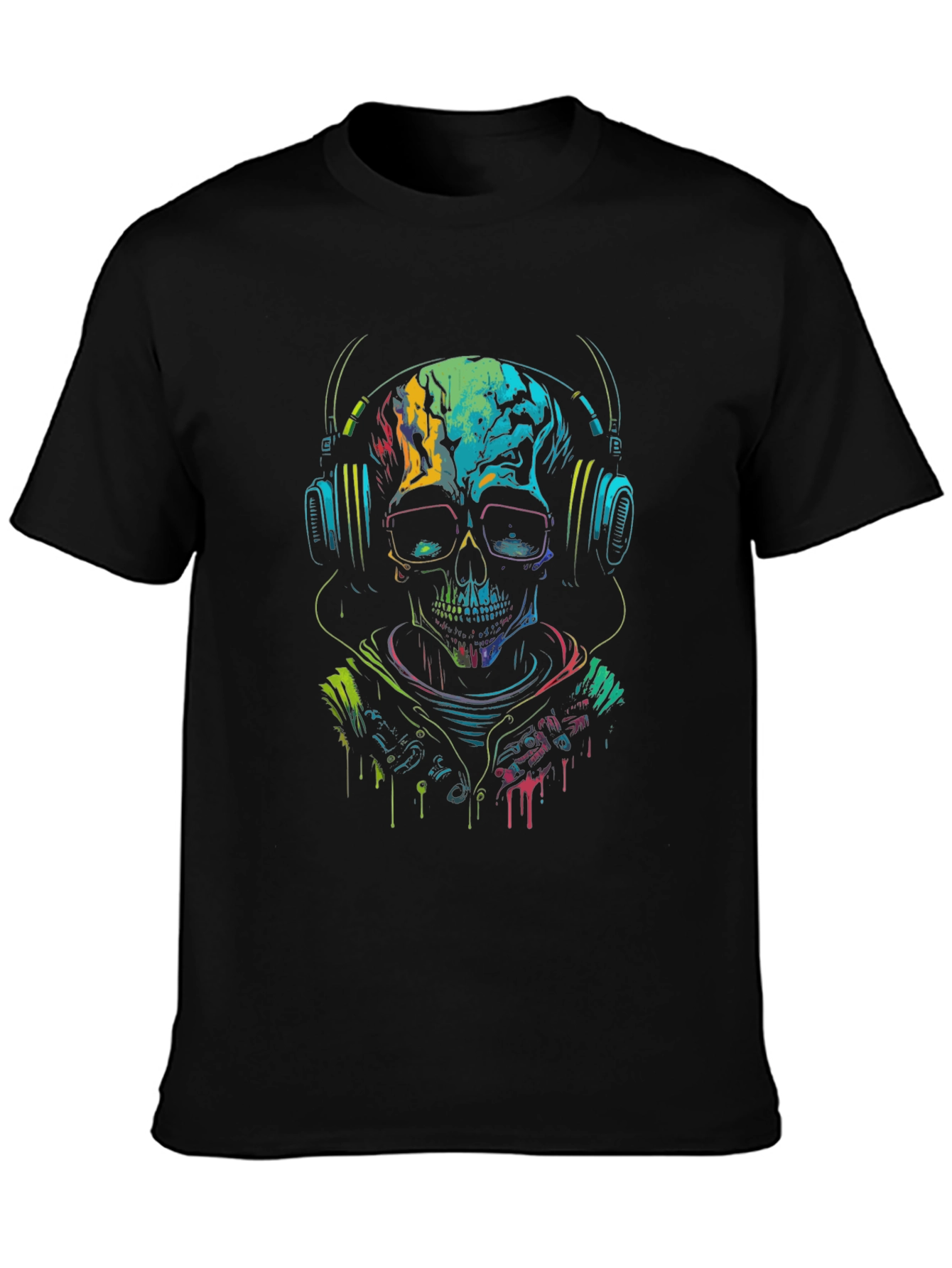 Skull DJ T-Shirt - Neon Rave Design