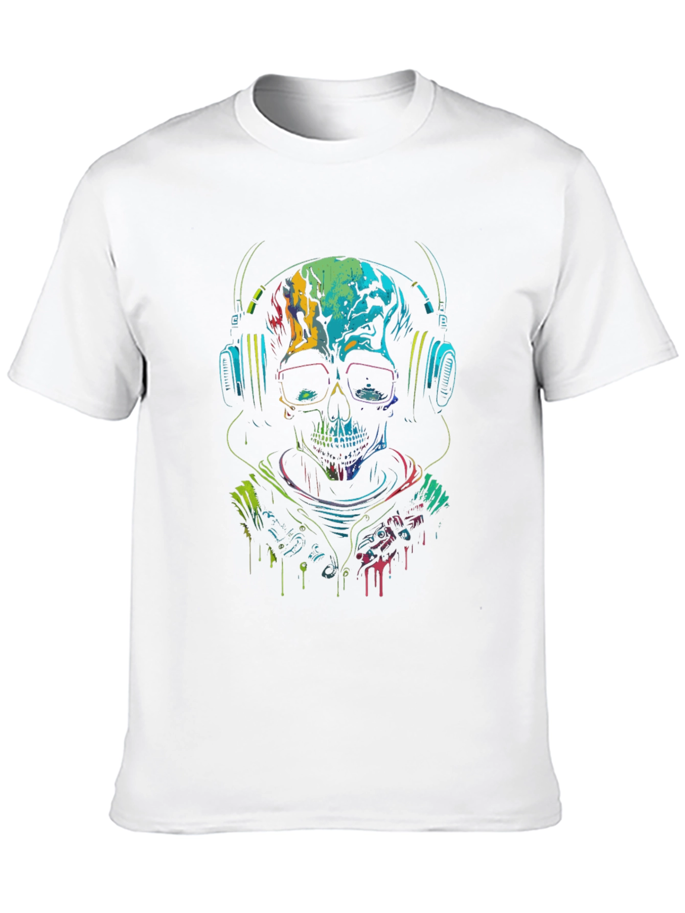 Skull DJ T-Shirt - Neon Rave Design