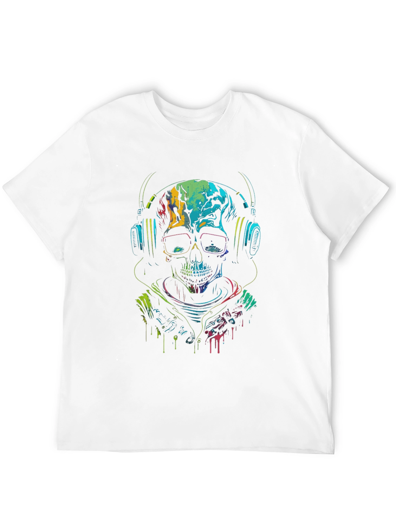 Skull DJ T-Shirt - Neon Rave Design