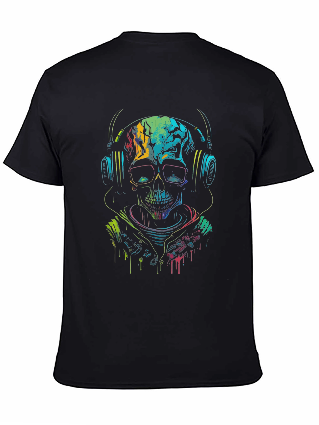 Skull DJ T-Shirt - Neon Rave Design