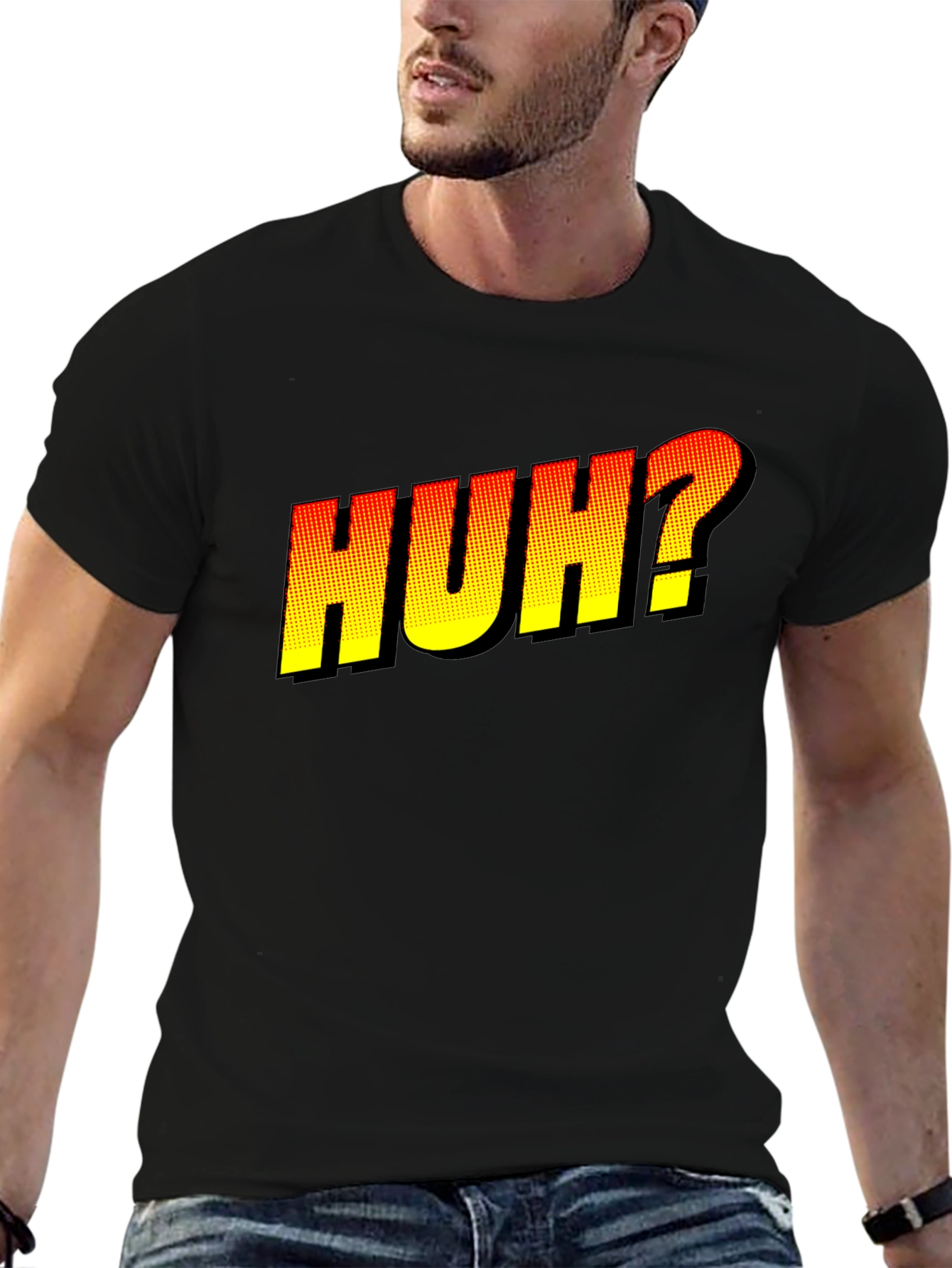 Huh? Graphic Novelty T-Shirt - Black
