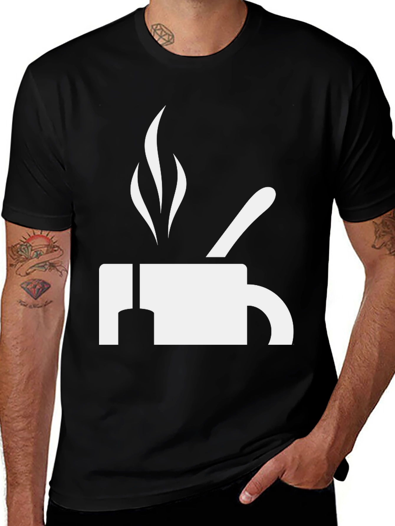 Coffee T-Shirt - White Graphic on Black Cotton Tee