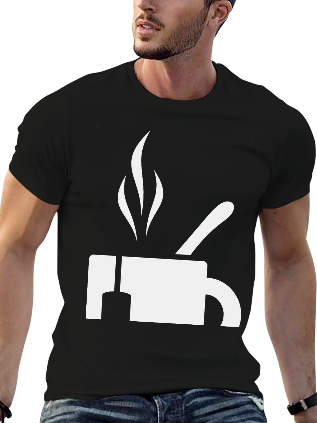 Coffee T-Shirt - White Graphic on Black Cotton Tee