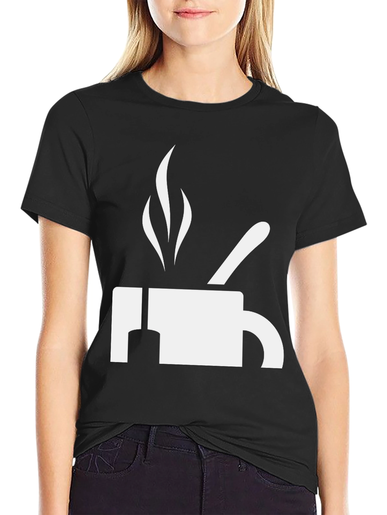 Coffee T-Shirt - White Graphic on Black Cotton Tee