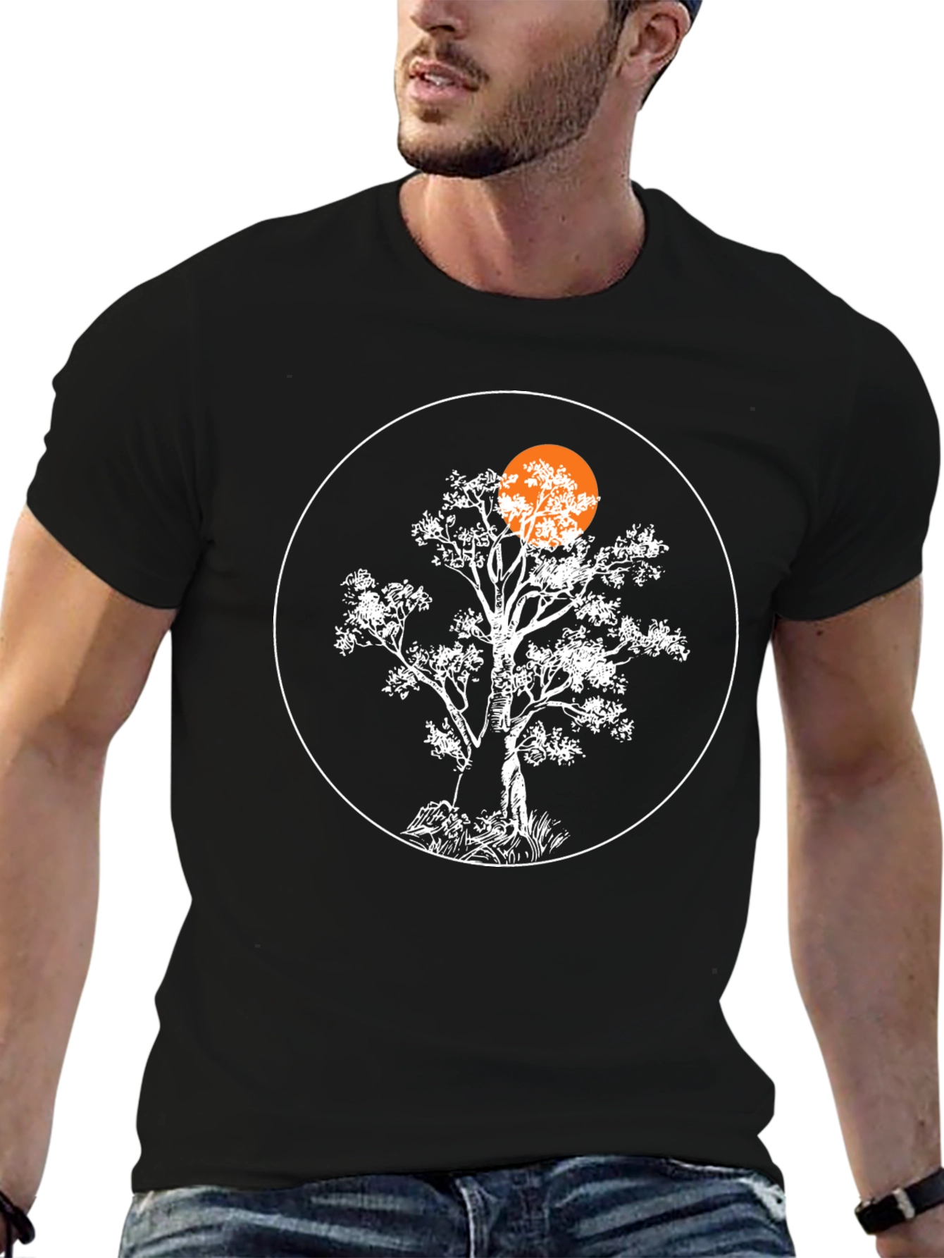Tree Silhouette Graphic Black T-Shirt